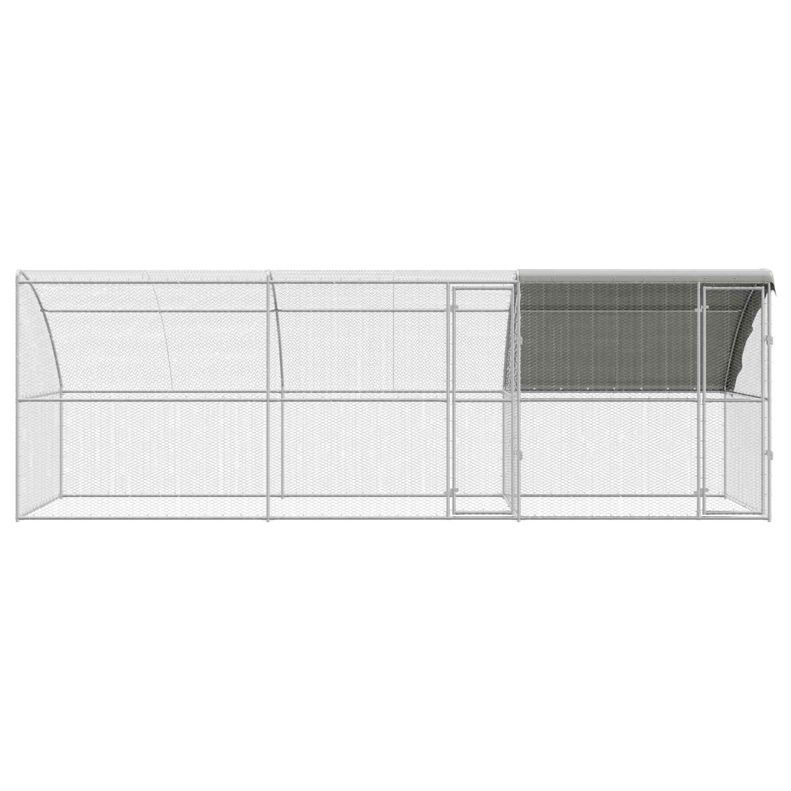 Chicken Cage with 2 Doors 3 pcs Silver 600x200x200cm