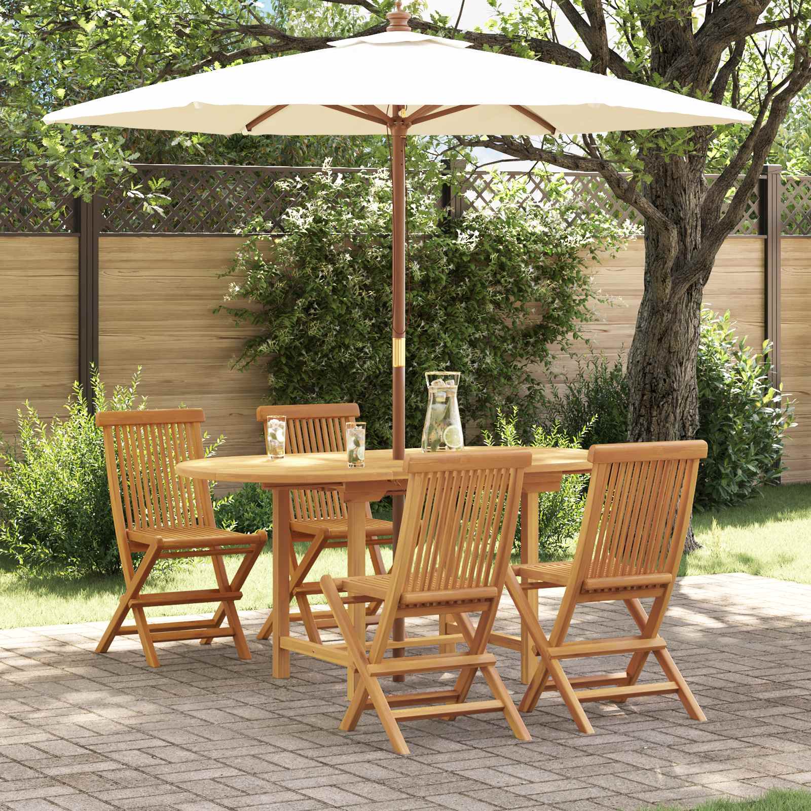 Garden Dining Set 5 pcs Brown Solid Teak Wood