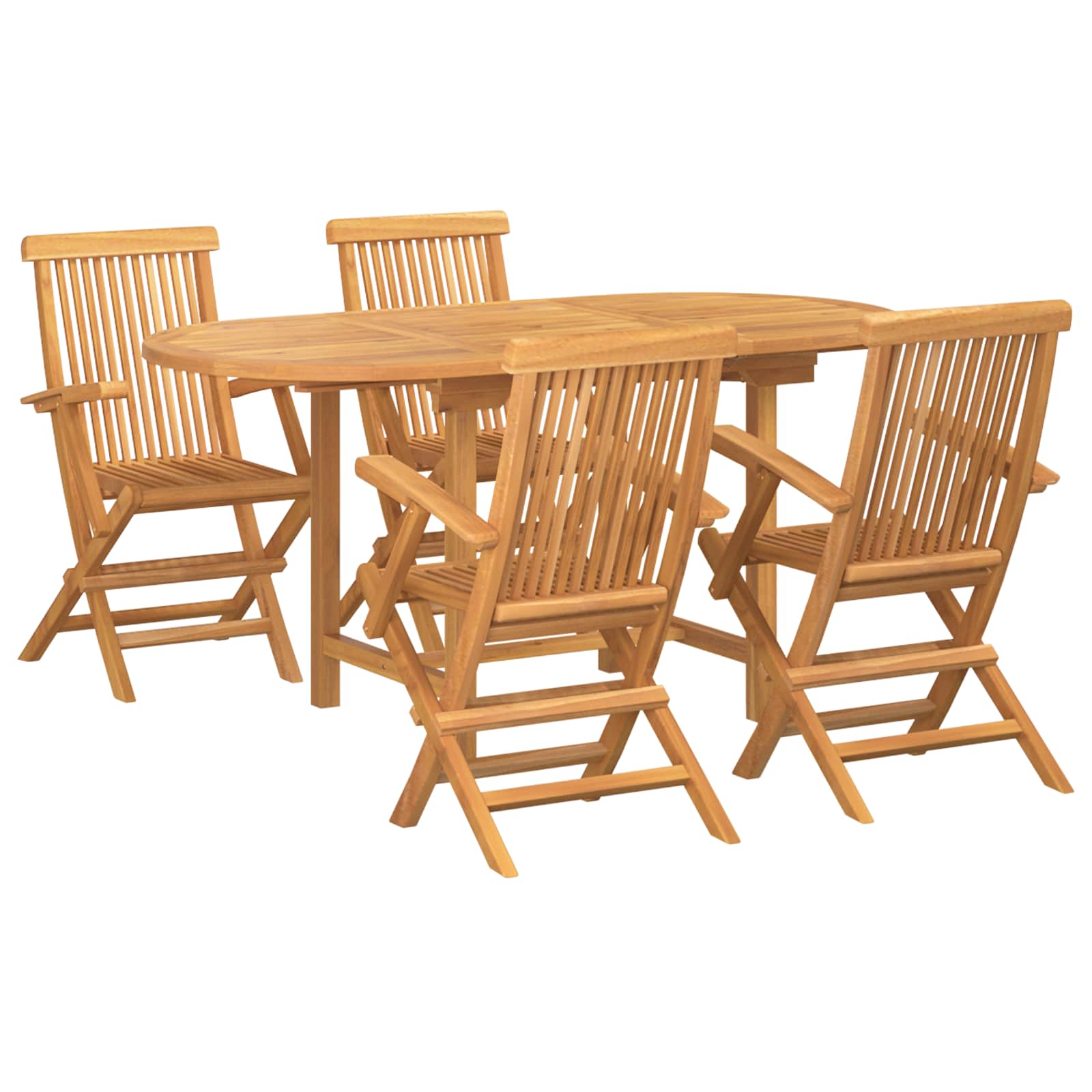Garden Dining Set 5 pcs Brown Solid Teak Wood