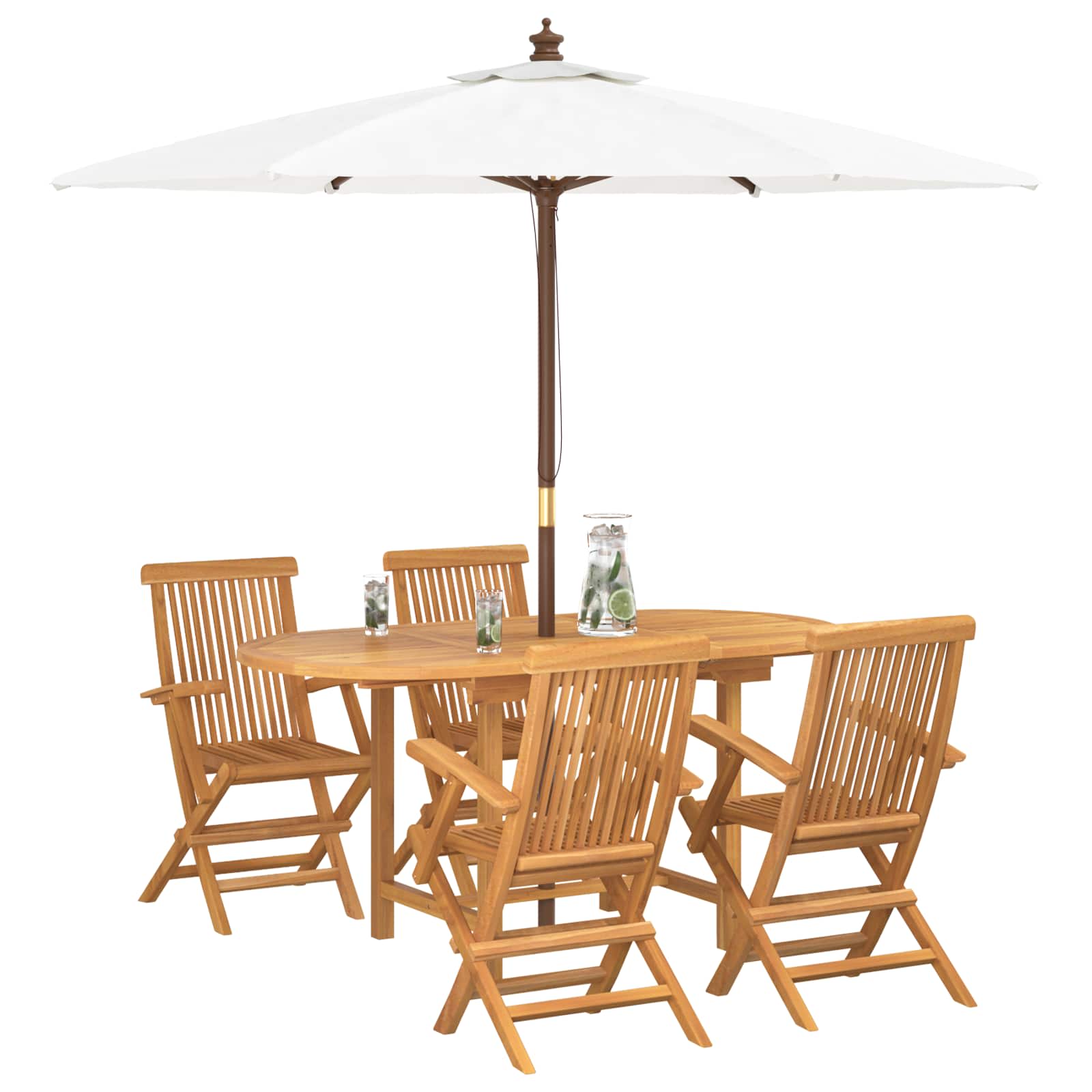 Garden Dining Set 5 pcs Brown Solid Teak Wood