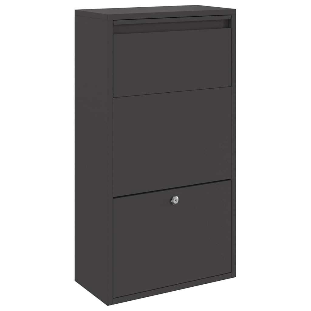 Parcel Drop Box with Storage Black 44 x 22 x 82 cm Steel
