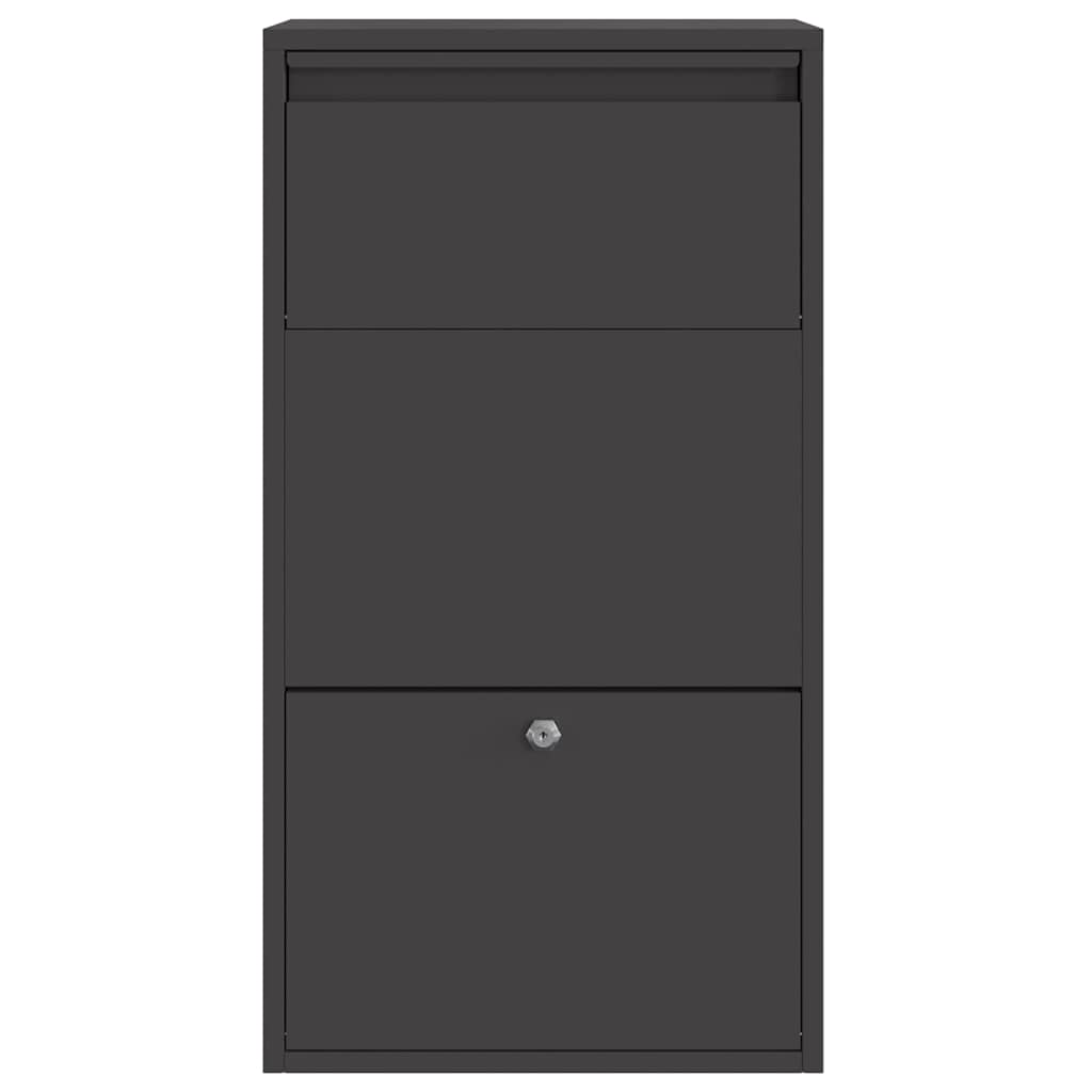 Parcel Drop Box with Storage Black 44 x 22 x 82 cm Steel