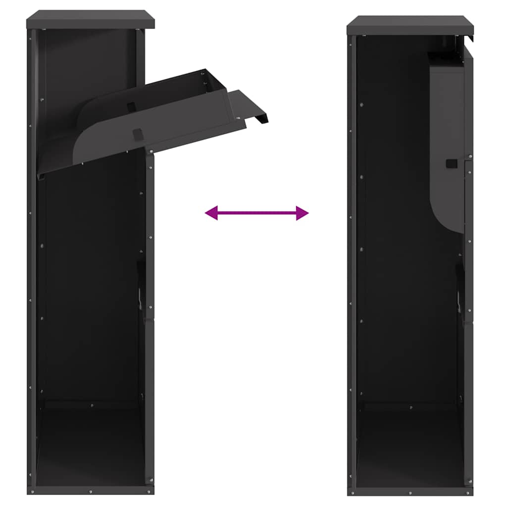 Parcel Drop Box with Storage Black 44 x 22 x 82 cm Steel