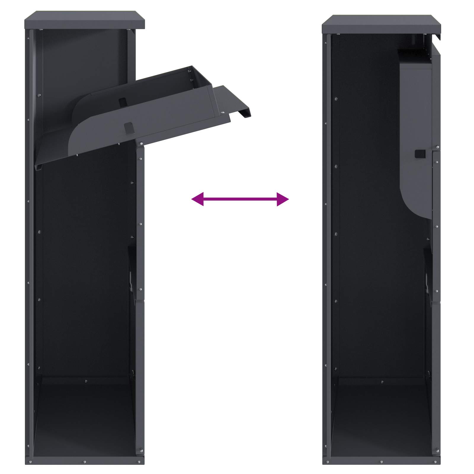 Parcel Drop Box with Storage Anthracite 44 x 22 x 82 cm Steel