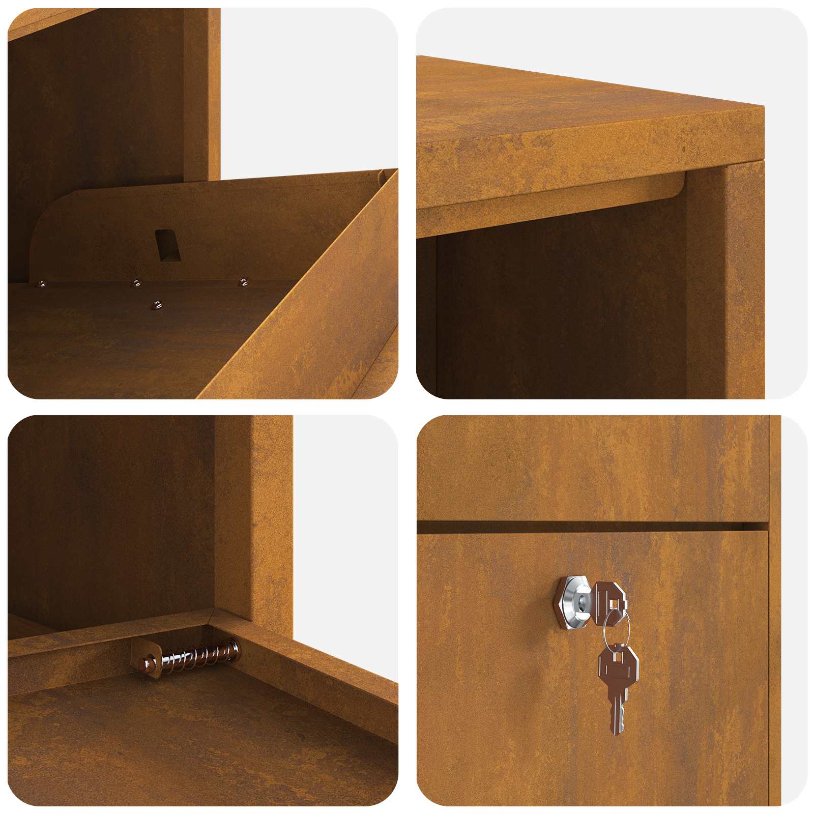 Parcel Drop Box Rusty 44 x 22 x 82 cm Weathering Steel