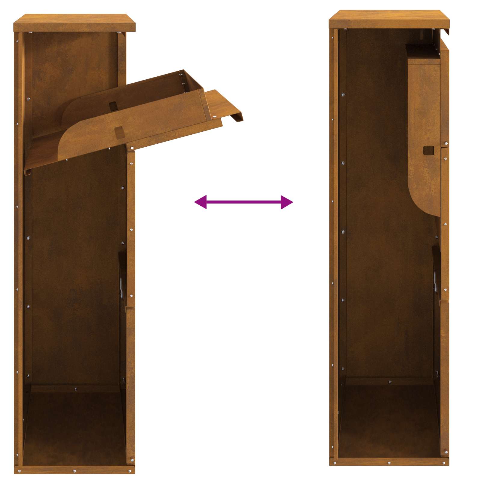 Parcel Drop Box Rusty 44 x 22 x 82 cm Weathering Steel