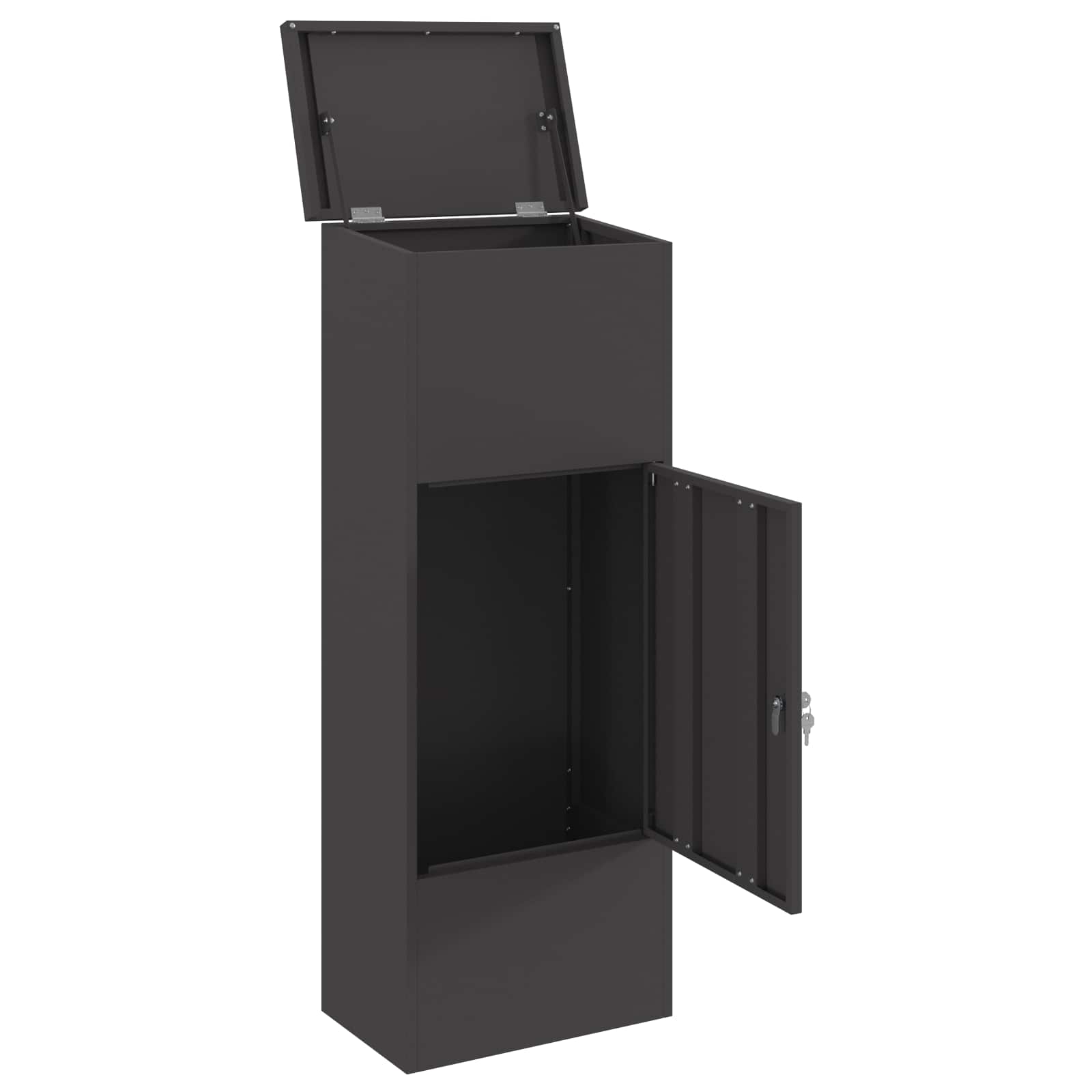 Parcel Drop Box with Storage Black 44,5 x 29 x 110,5 cm Steel