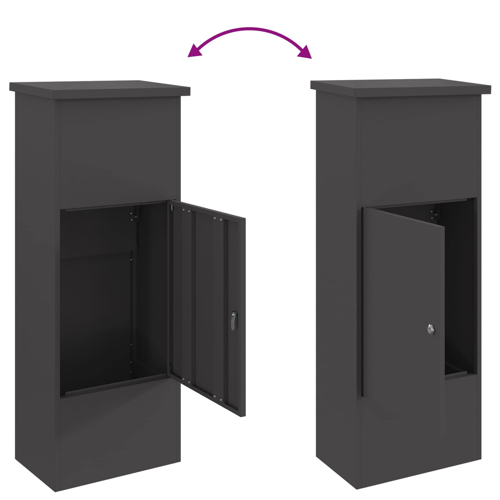 Parcel Drop Box with Storage Black 44,5 x 29 x 110,5 cm Steel