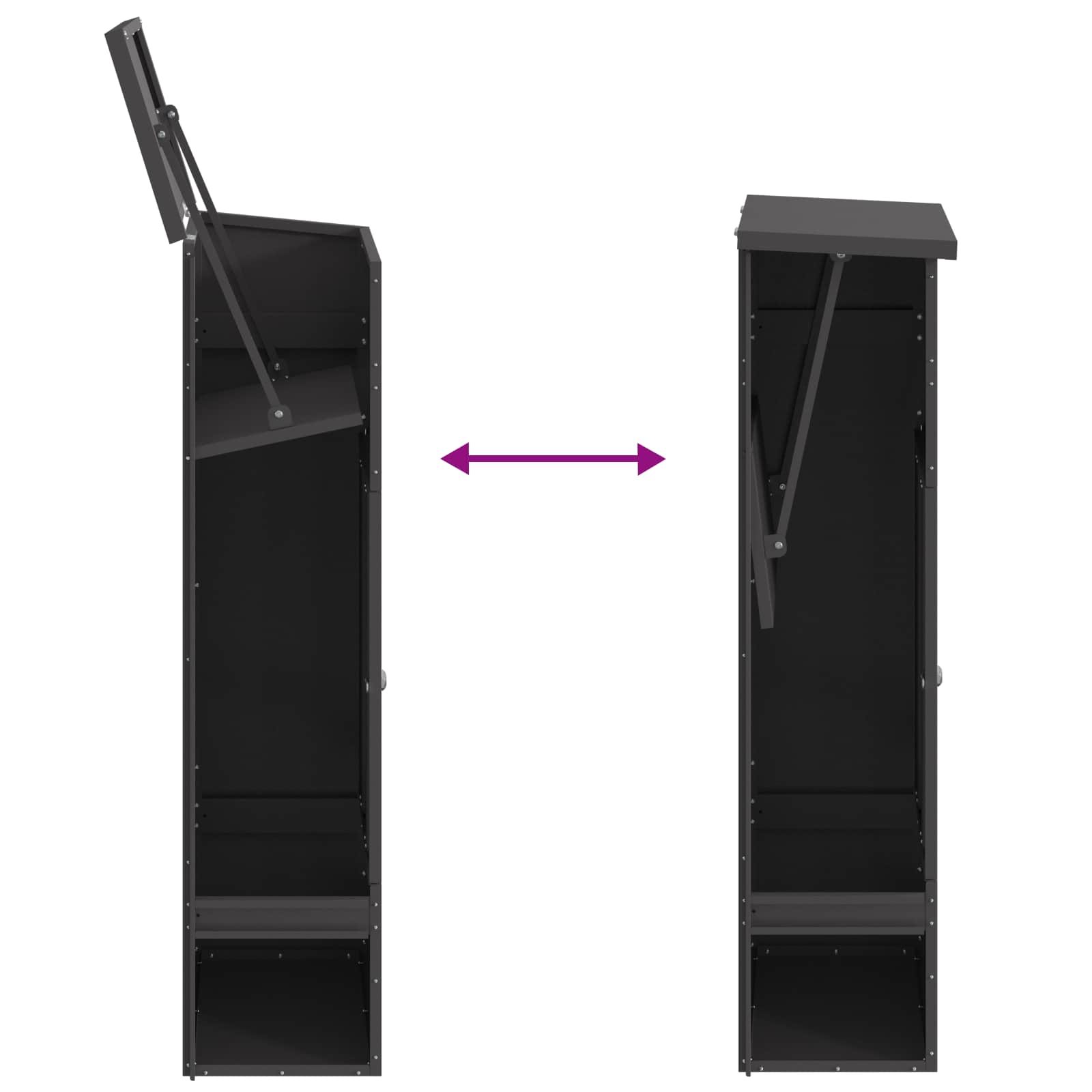 Parcel Drop Box with Storage Black 44,5 x 29 x 110,5 cm Steel