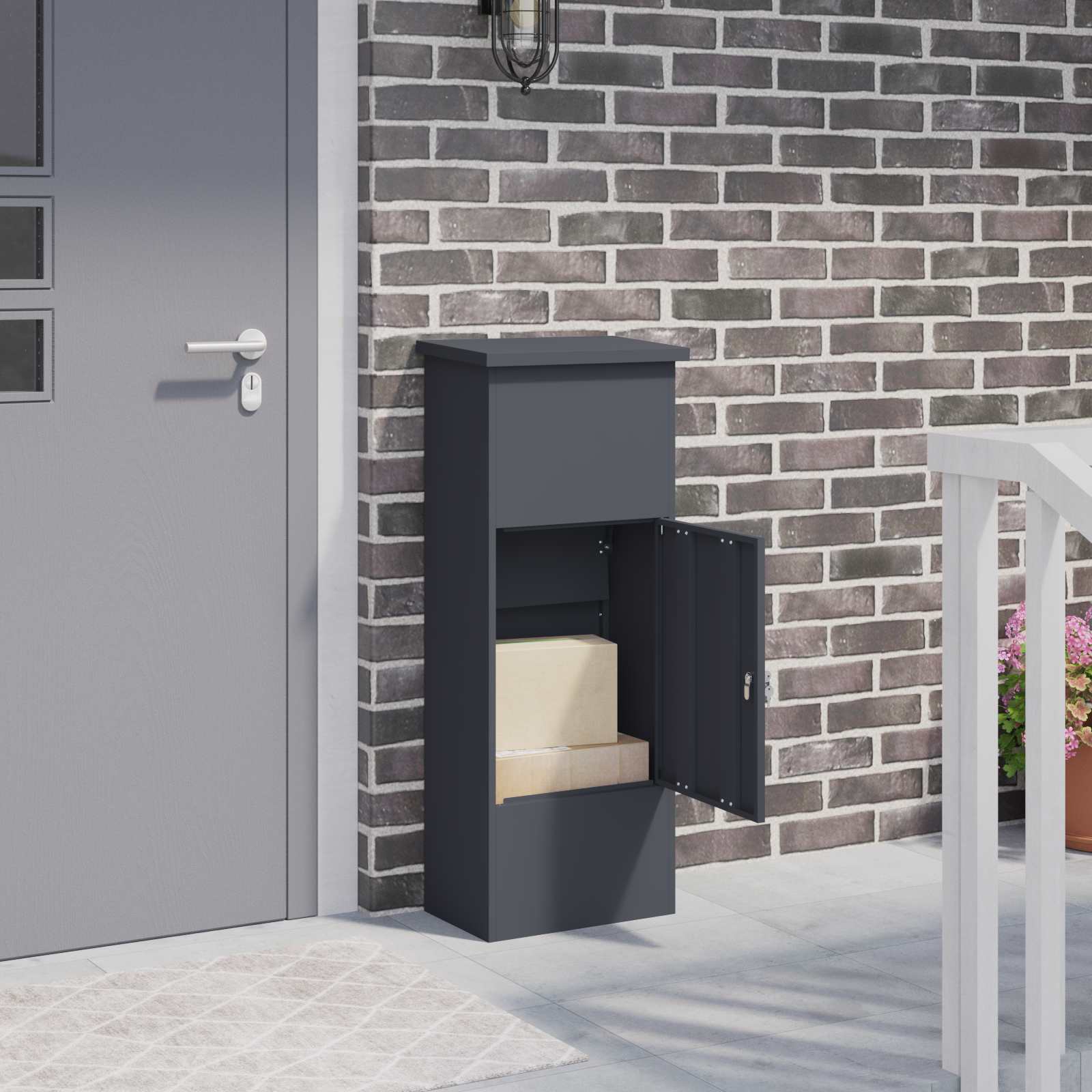 Parcel Drop Box with Door Anthracite 44,5 x 29 x 110,5 cm Steel