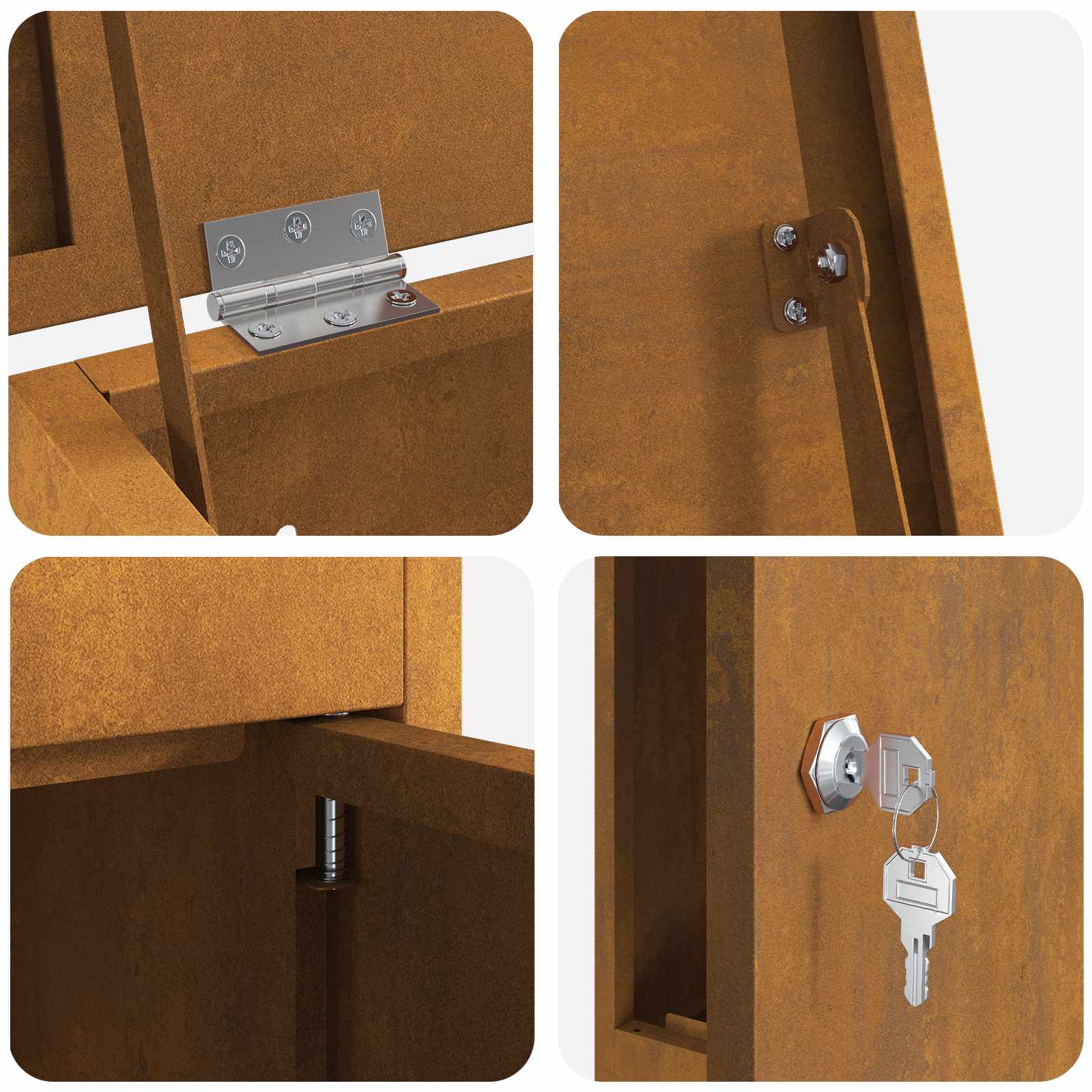 Parcel Drop Box Rusty 44,5 x 29 x 110,5 cm Weathering Steel