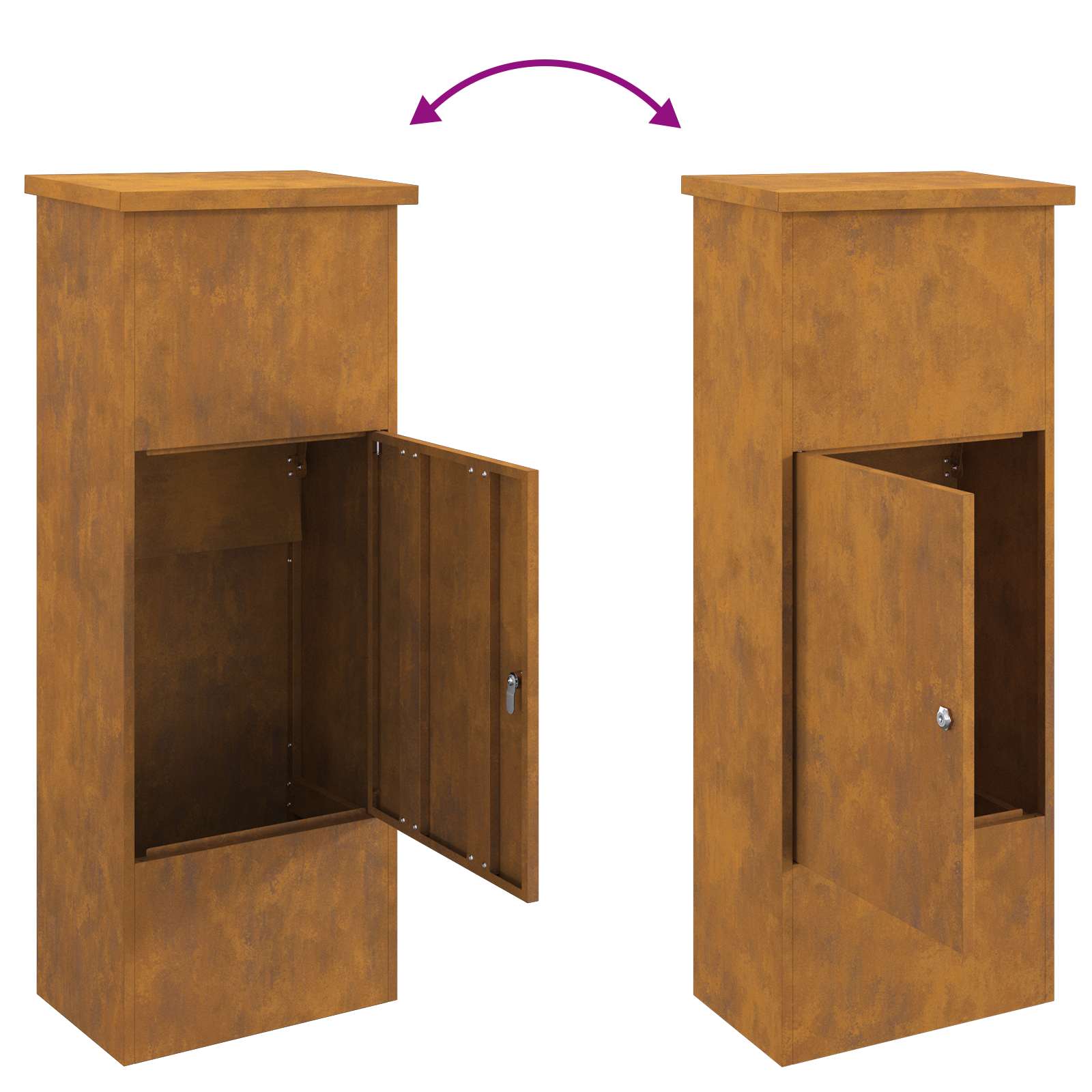 Parcel Drop Box Rusty 44,5 x 29 x 110,5 cm Weathering Steel