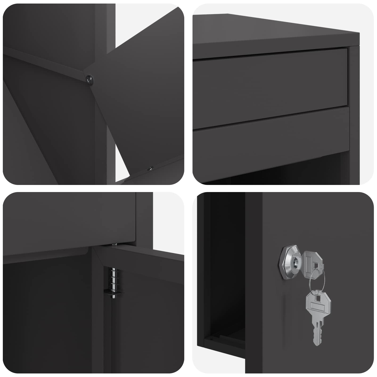Parcel Drop Box with Storage Black 41 x 38 x 103 cm Steel