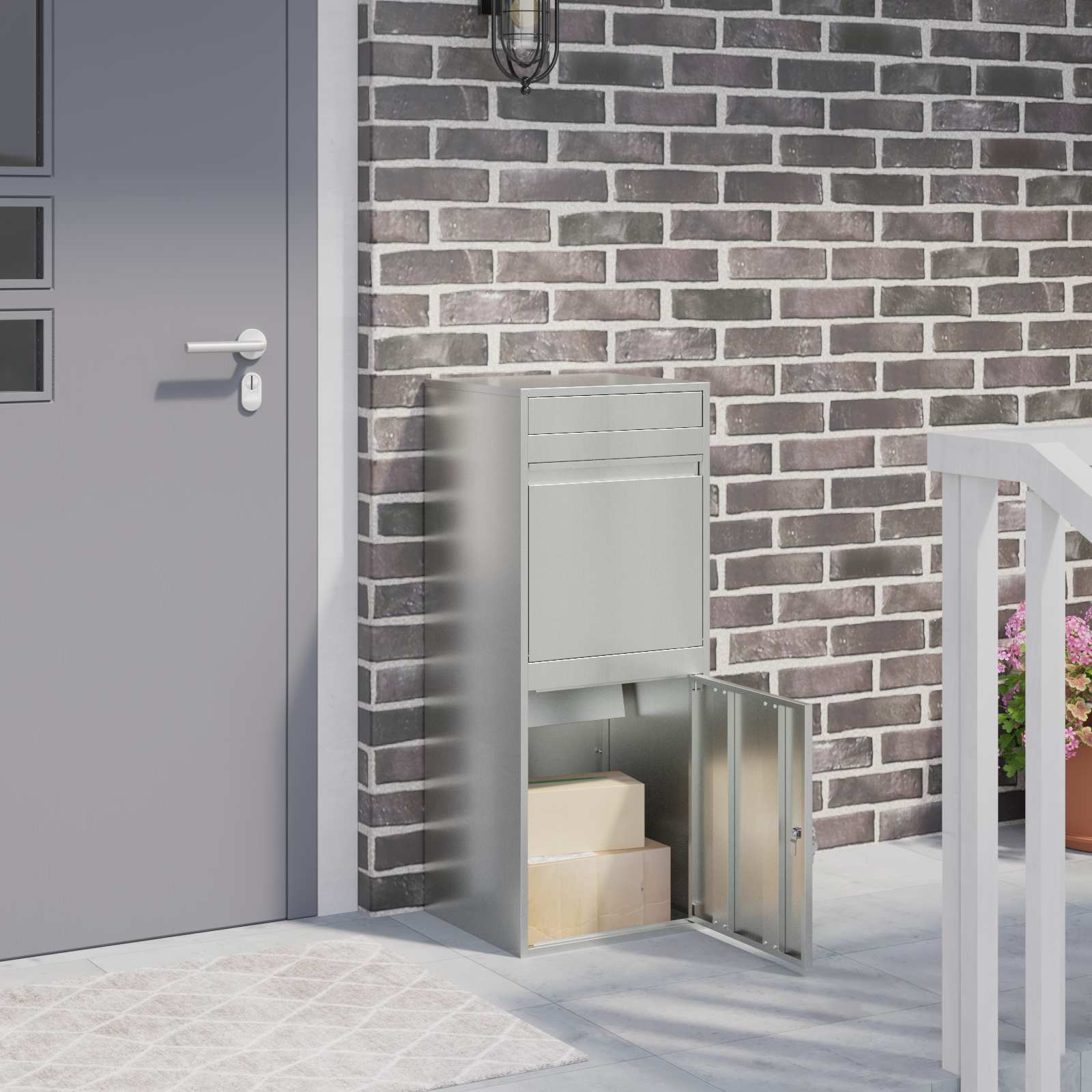 Parcel Drop Box Silver 47.5 x 38 x 59 cm Galvanised Steel