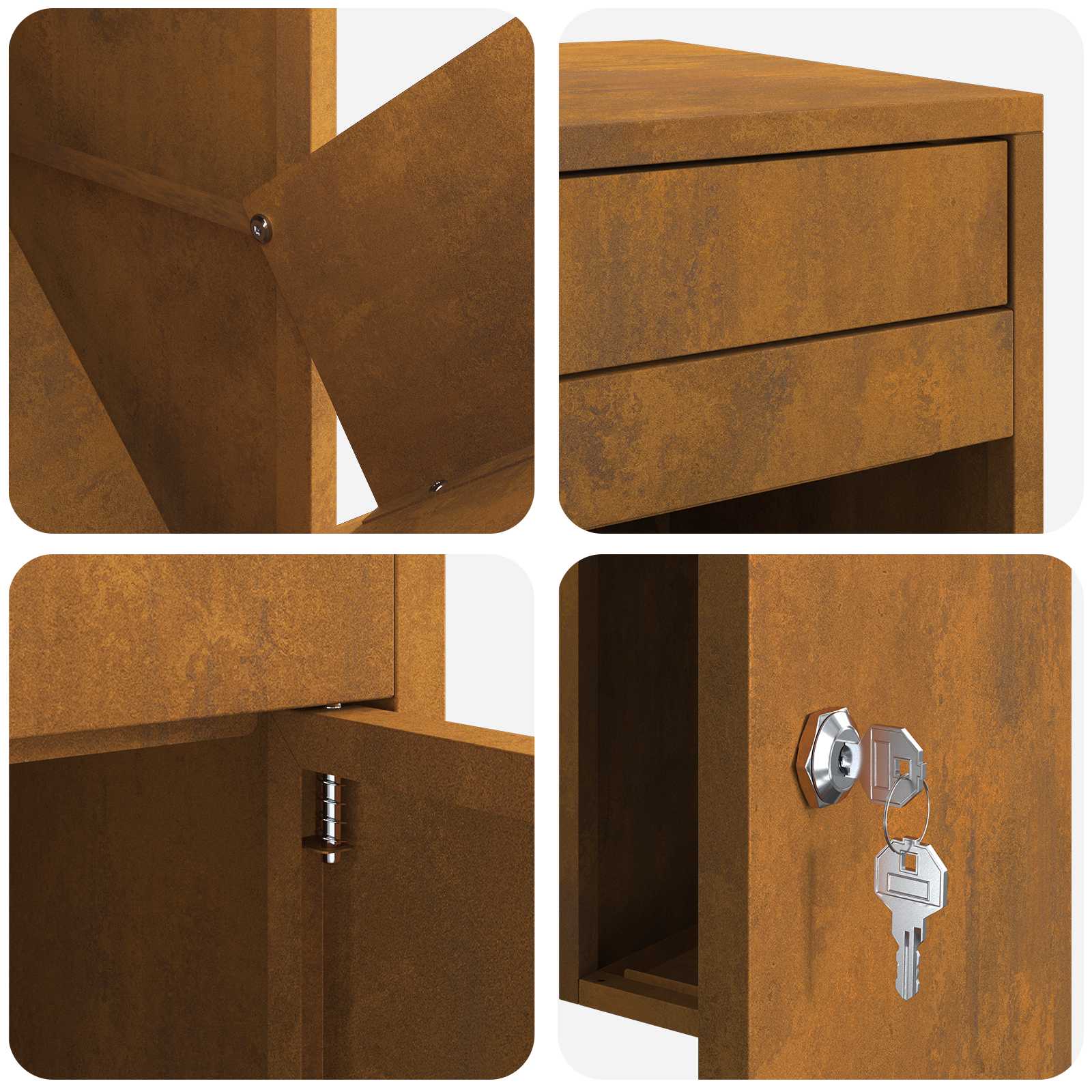 Parcel Drop Box Rusty 47.5 x 38 x 59 cm Weathering Steel