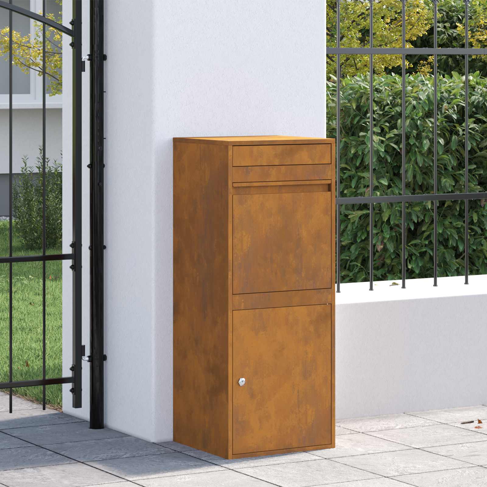 Parcel Drop Box Rusty 41 x 38 x 103 cm Weathering Steel