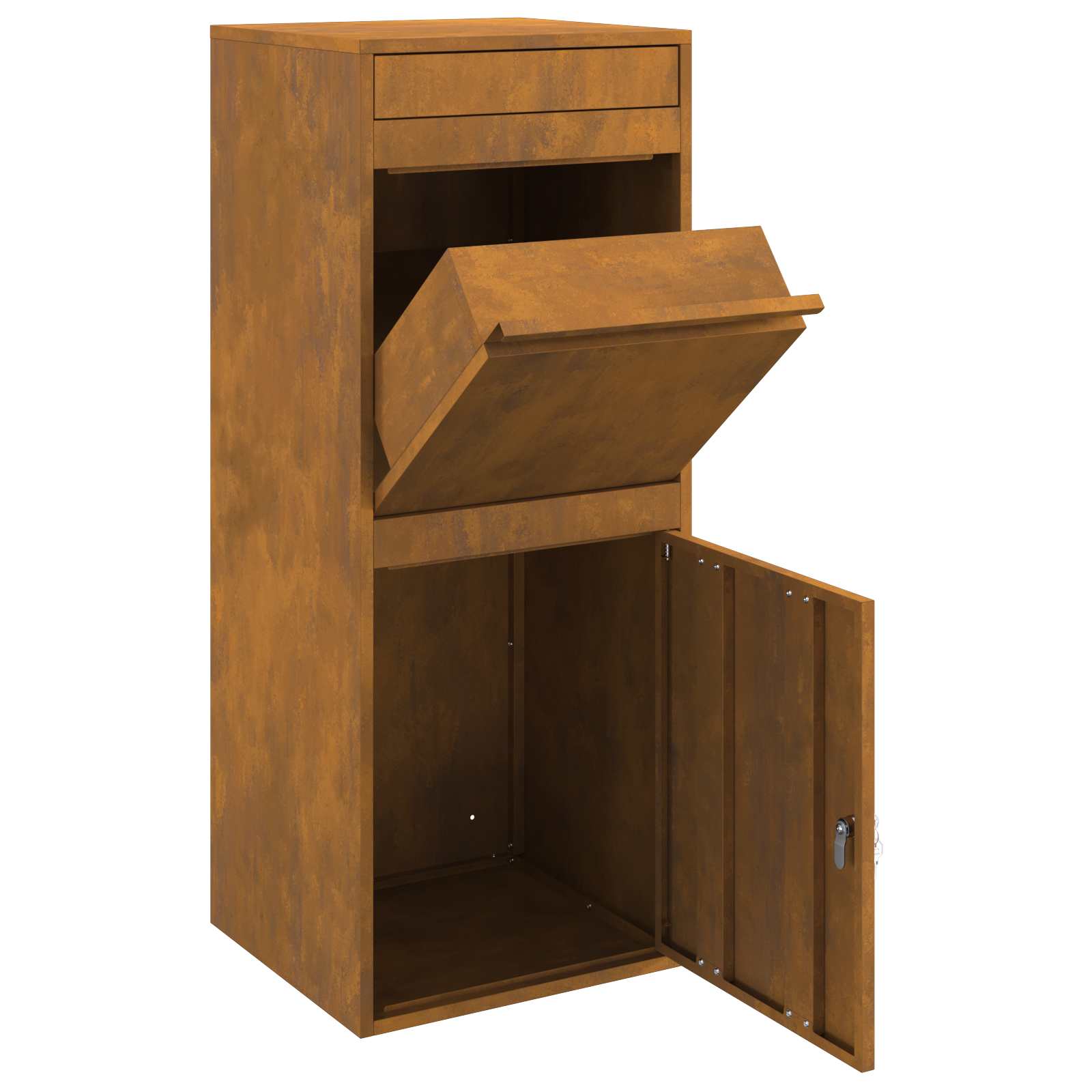 Parcel Drop Box Rusty 47.5 x 38 x 59 cm Weathering Steel