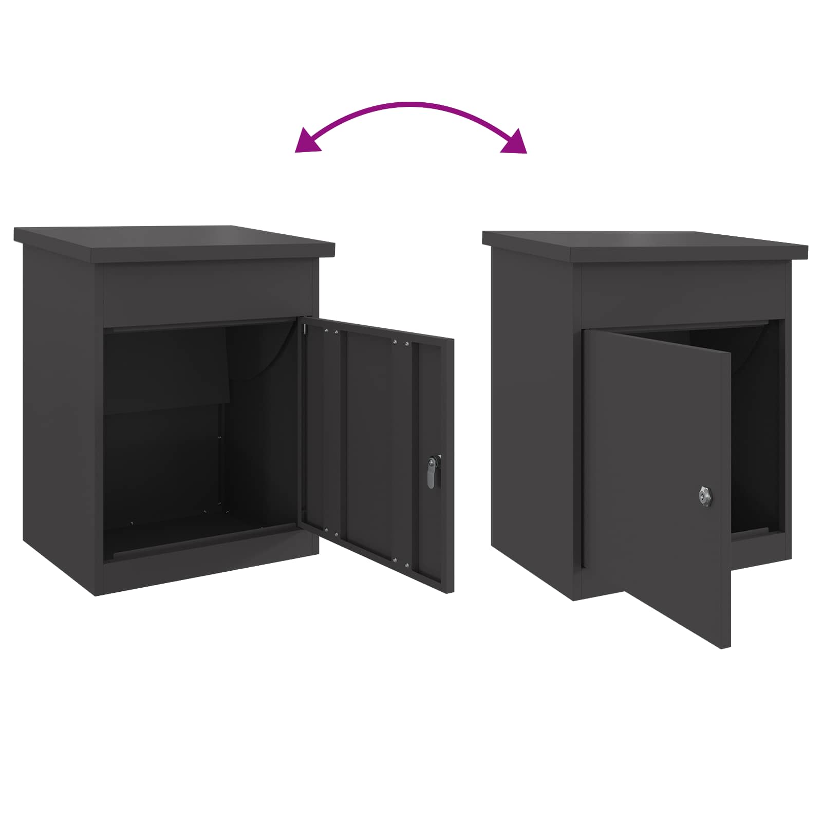 Parcel Drop Box with Storage Black 47.5 x 38 x 59 cm Steel