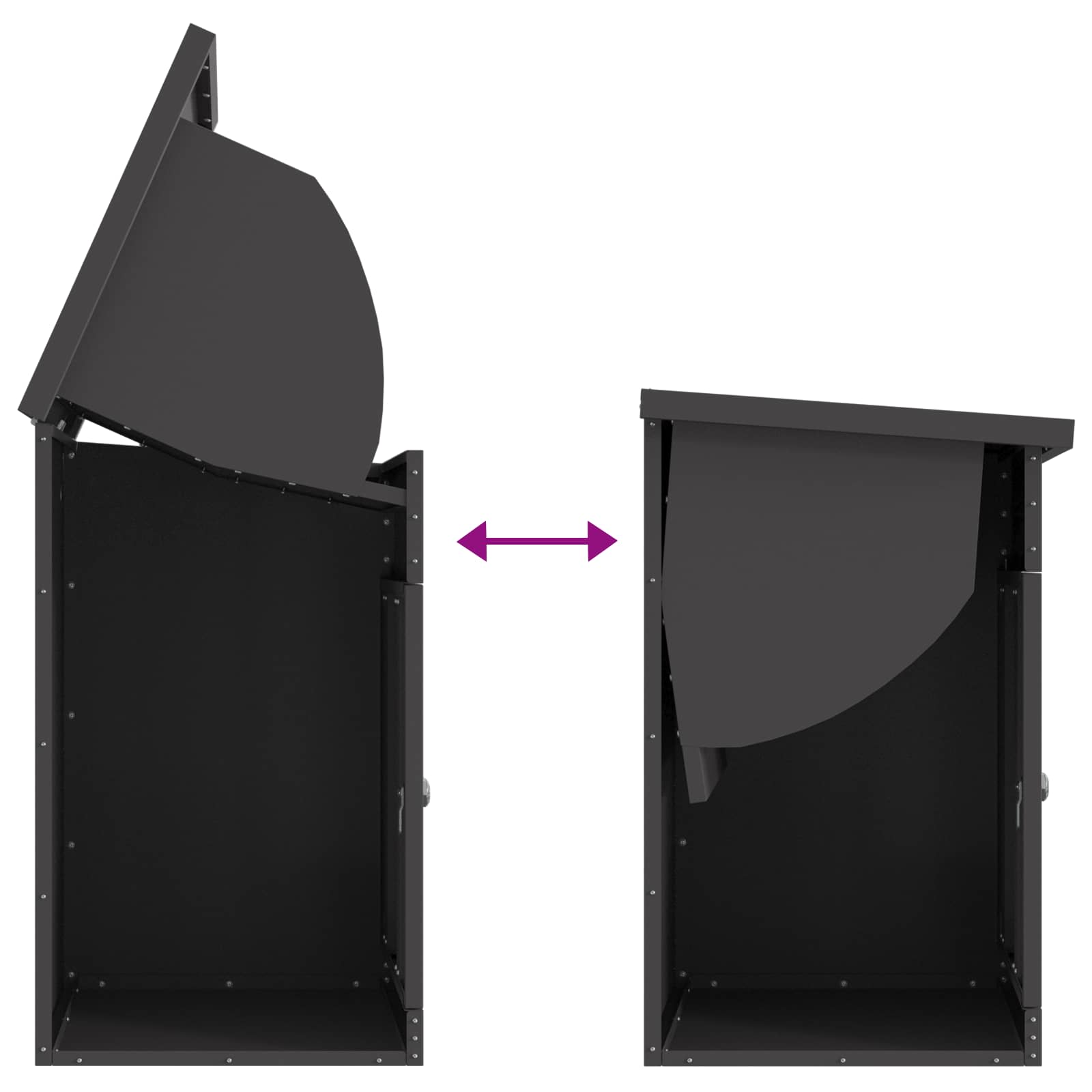 Parcel Drop Box with Storage Black 47.5 x 38 x 59 cm Steel