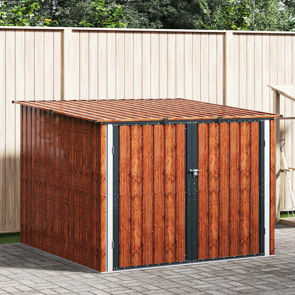 Bike Shed 3 pcs Brown 216 x 207 x 158 cm Metal