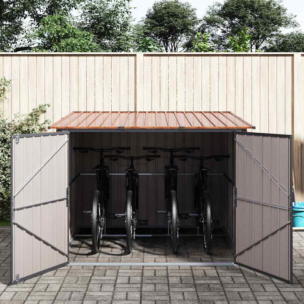 Bike Shed 3 pcs Brown 216 x 207 x 158 cm Metal
