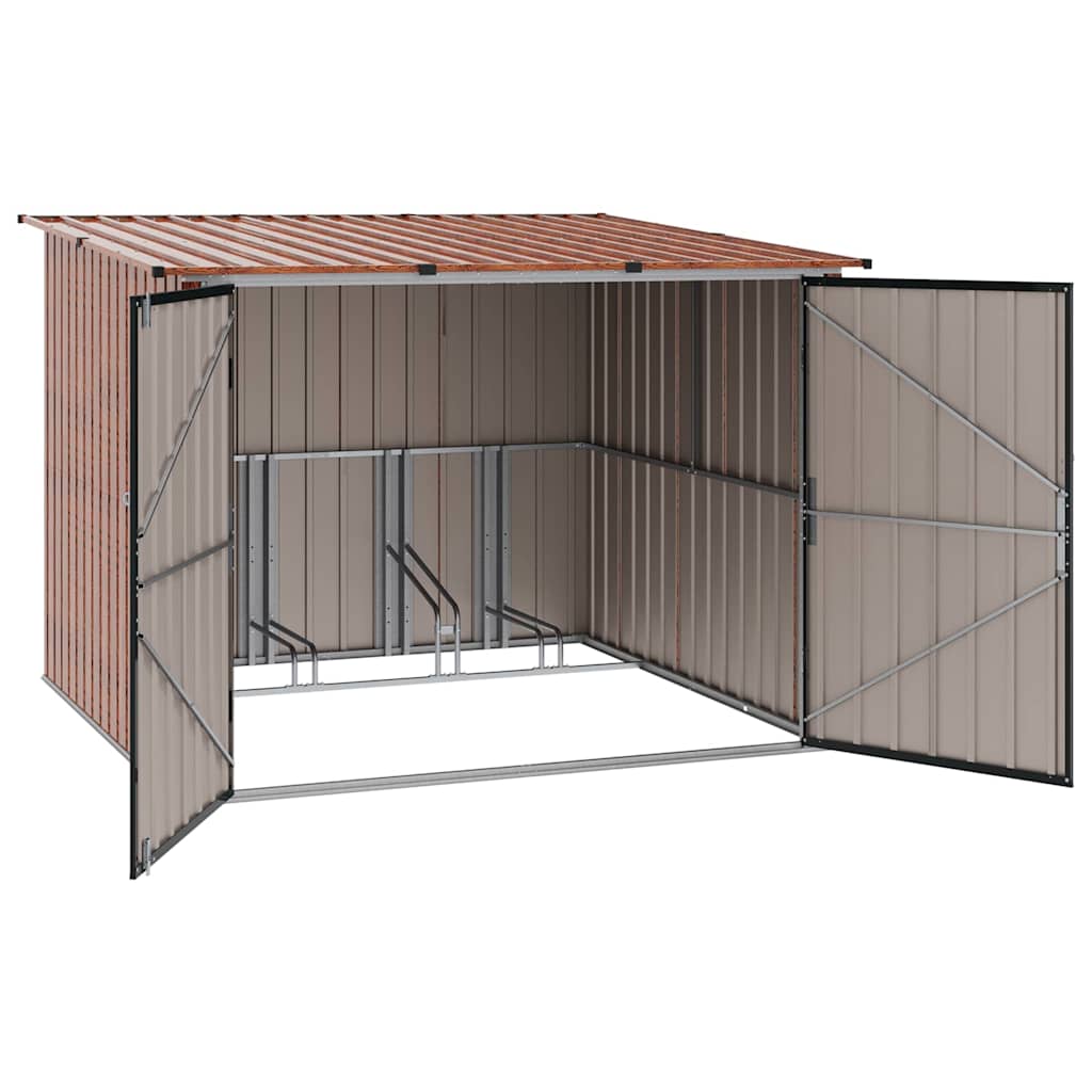 Bike Shed 3 pcs Brown 216 x 207 x 158 cm Metal