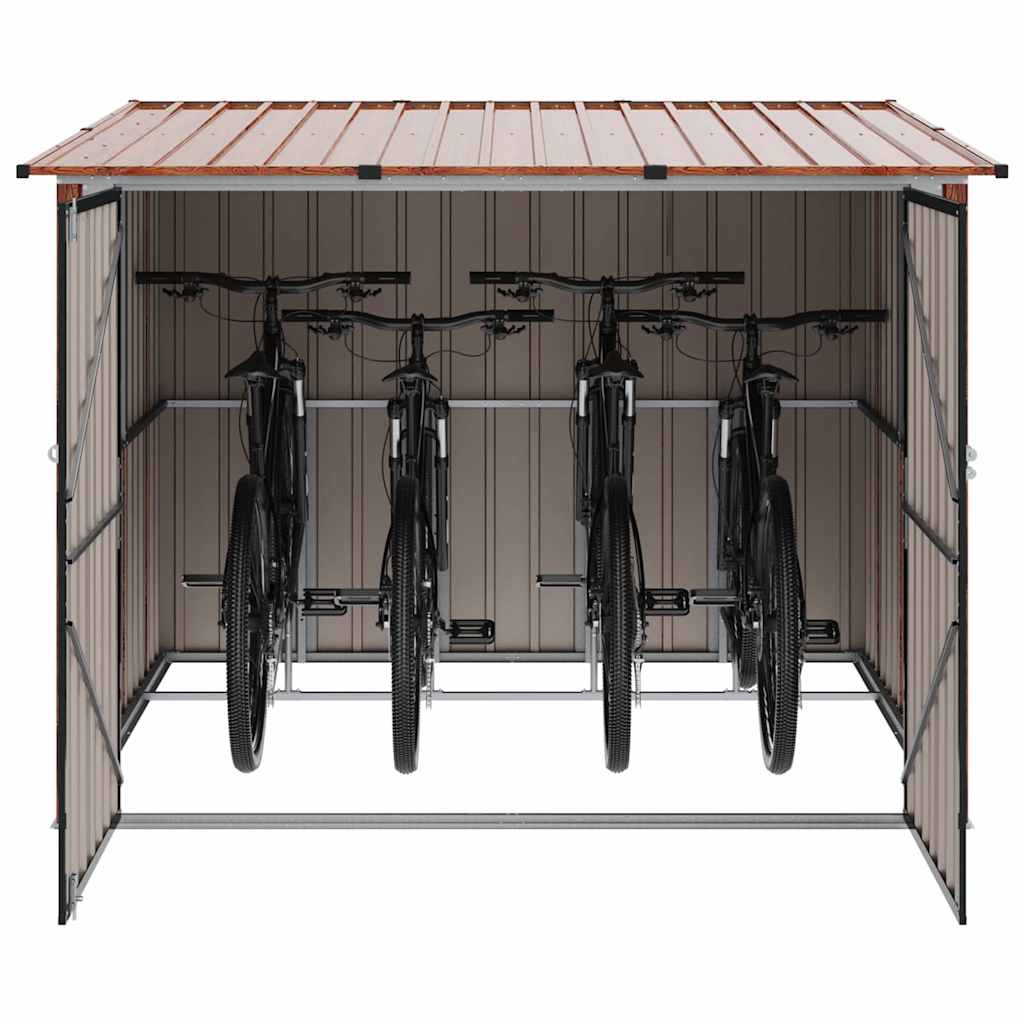 Bike Shed 3 pcs Brown 216 x 207 x 158 cm Metal