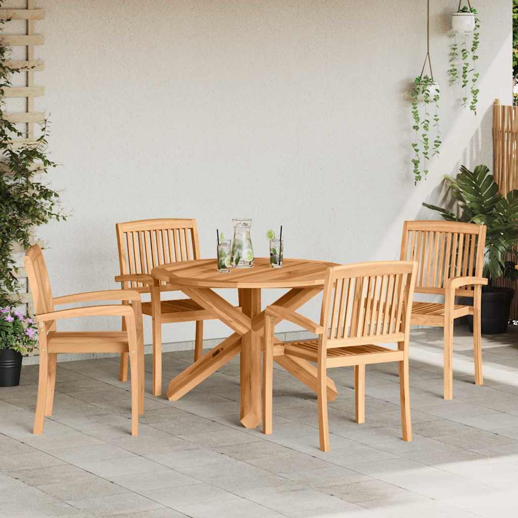 Garden Dining Set 5 pcs Natural Solid Acacia Wood