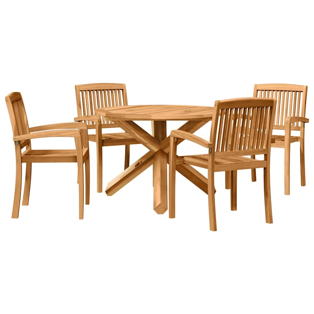 Garden Dining Set 5 pcs Natural Solid Acacia Wood
