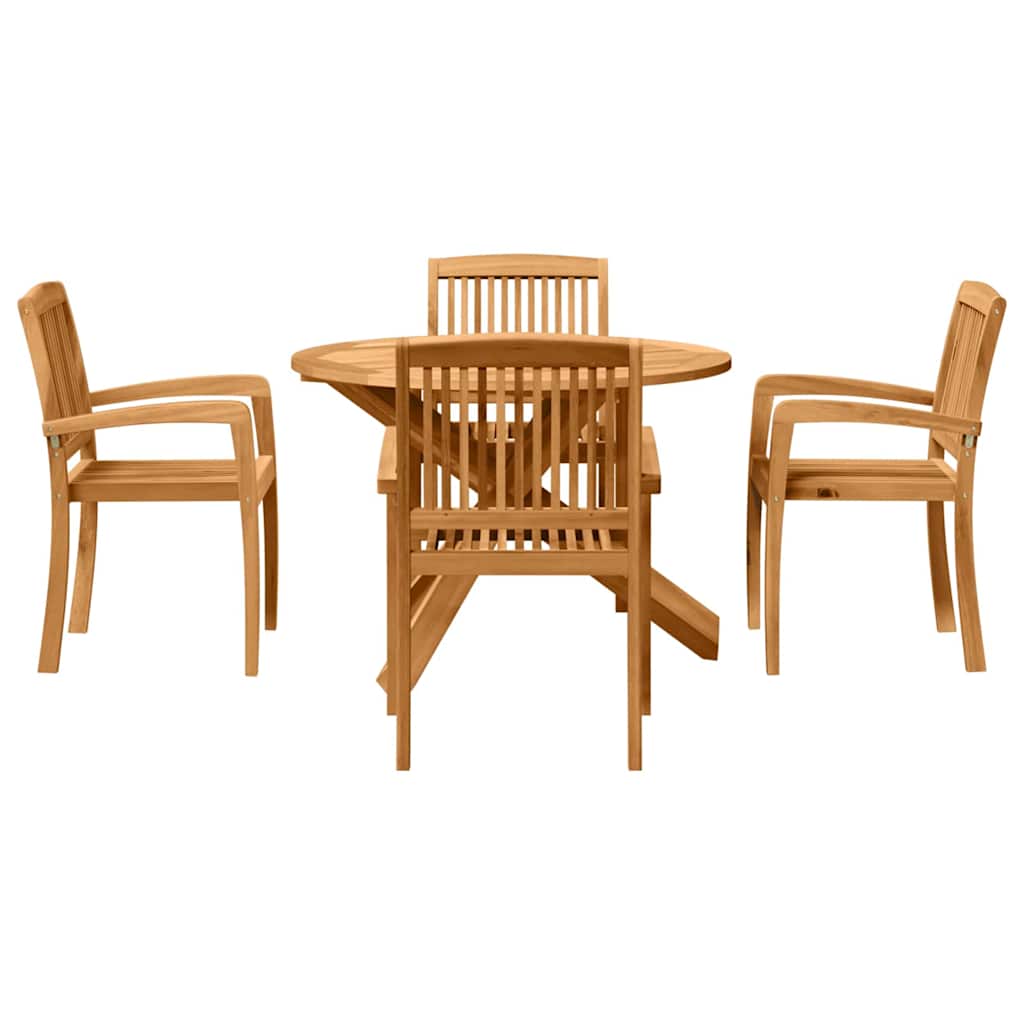 Garden Dining Set 5 pcs Natural Solid Acacia Wood