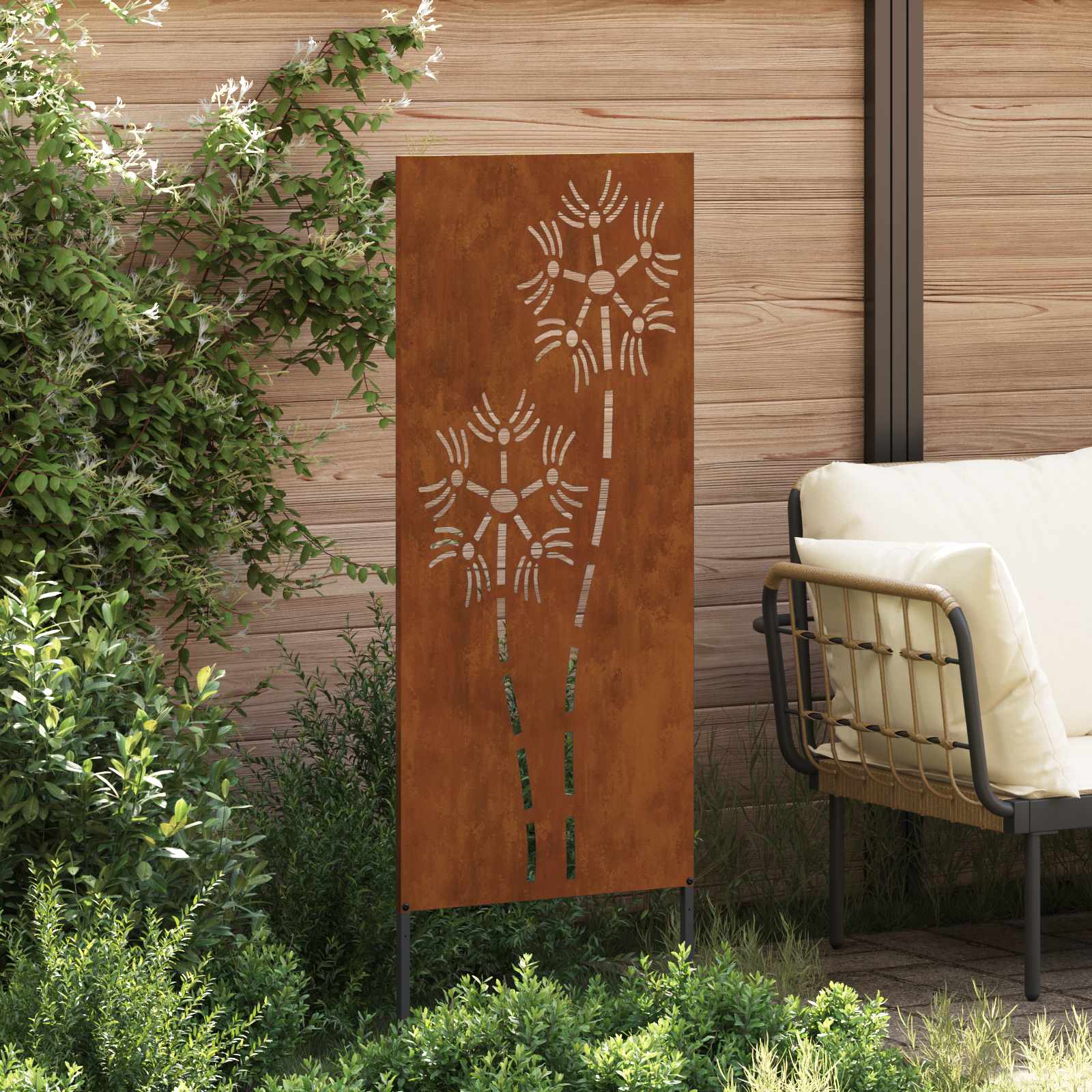 Garden Privacy Screen Rusty 50 x 140 cm Weathering Steel