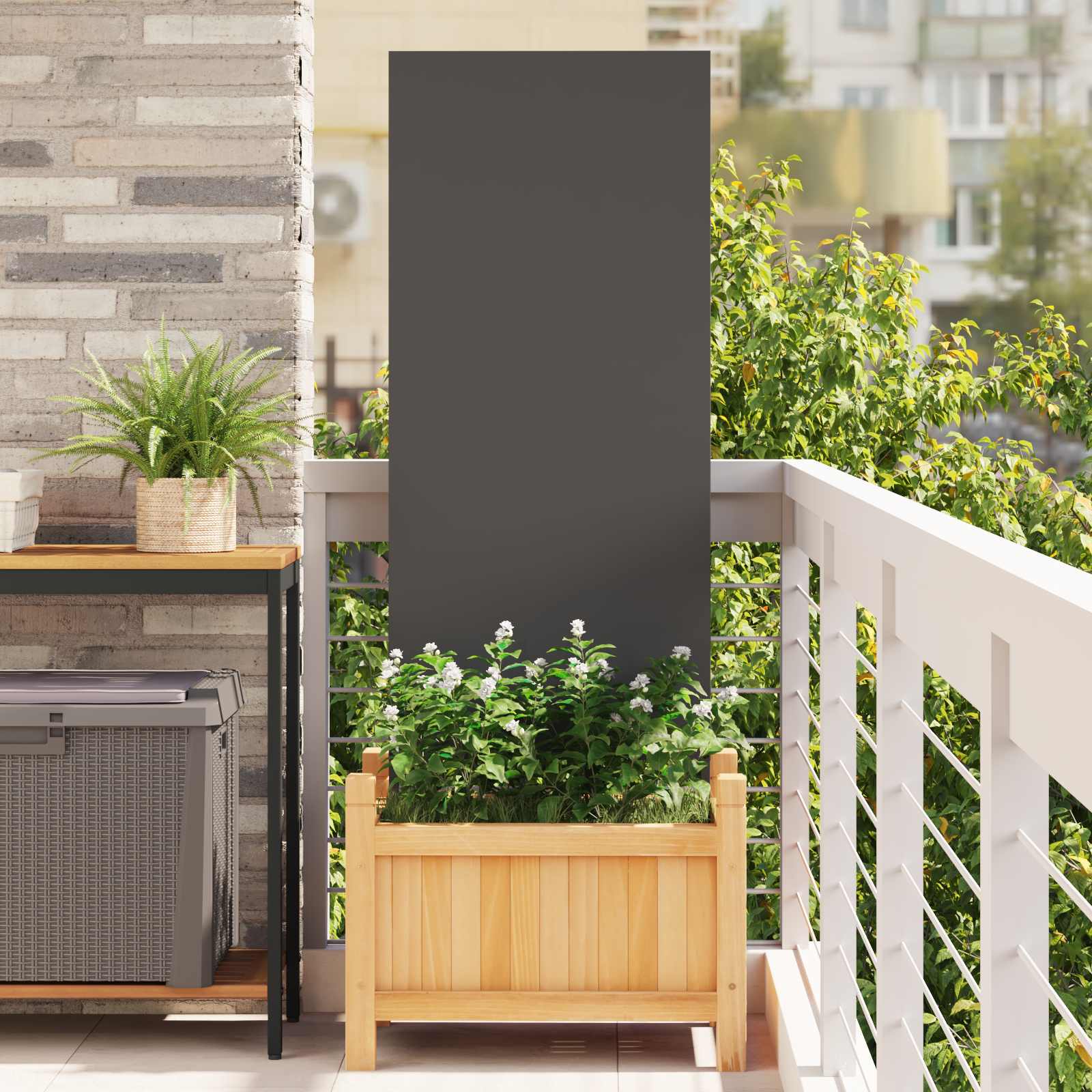 Garden Privacy Screen Black 50 x 140 cm Cold-rolled steel