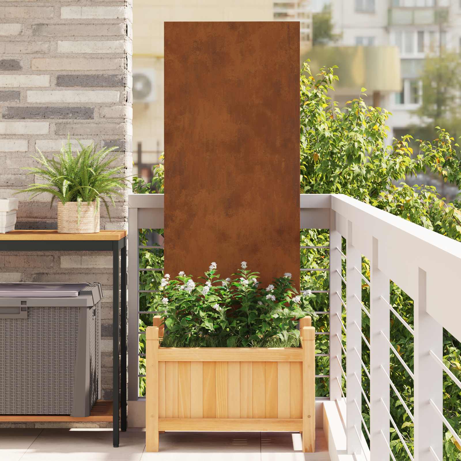 Garden Privacy Screen Rusty 50 x 140 cm Weathering Steel