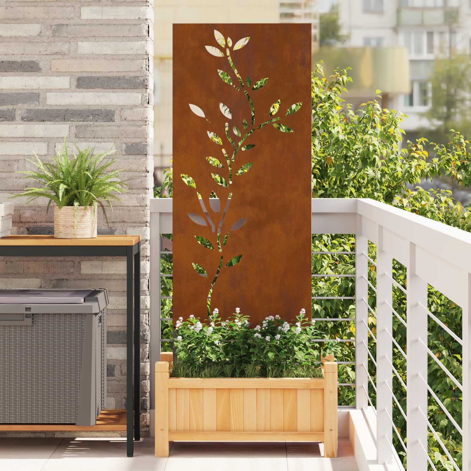 Garden Privacy Screen Floral Rusty 50 x 140 cm Weathering Steel