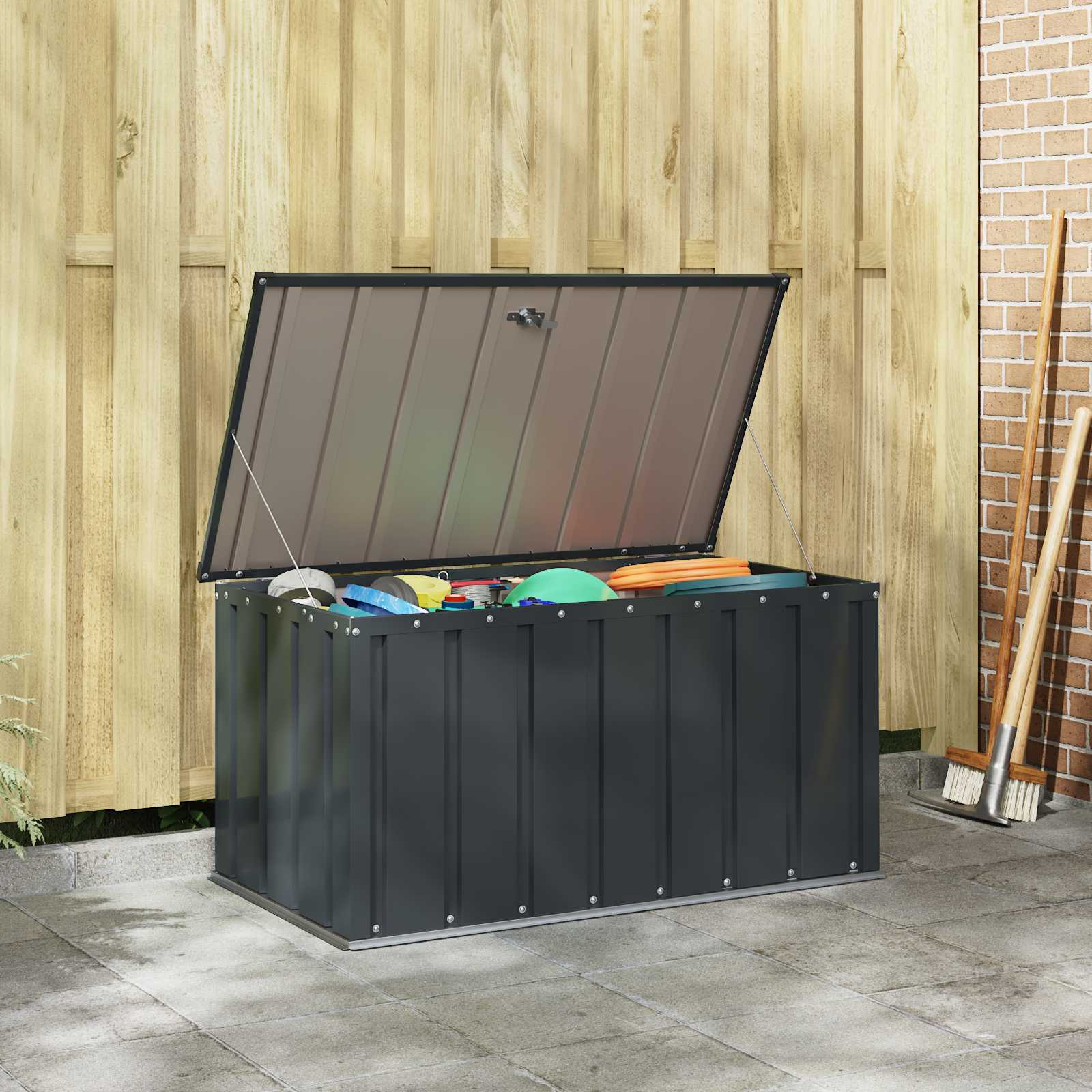 Garden Storage Box Black 101 x 56.5 x 50 cm Steel
