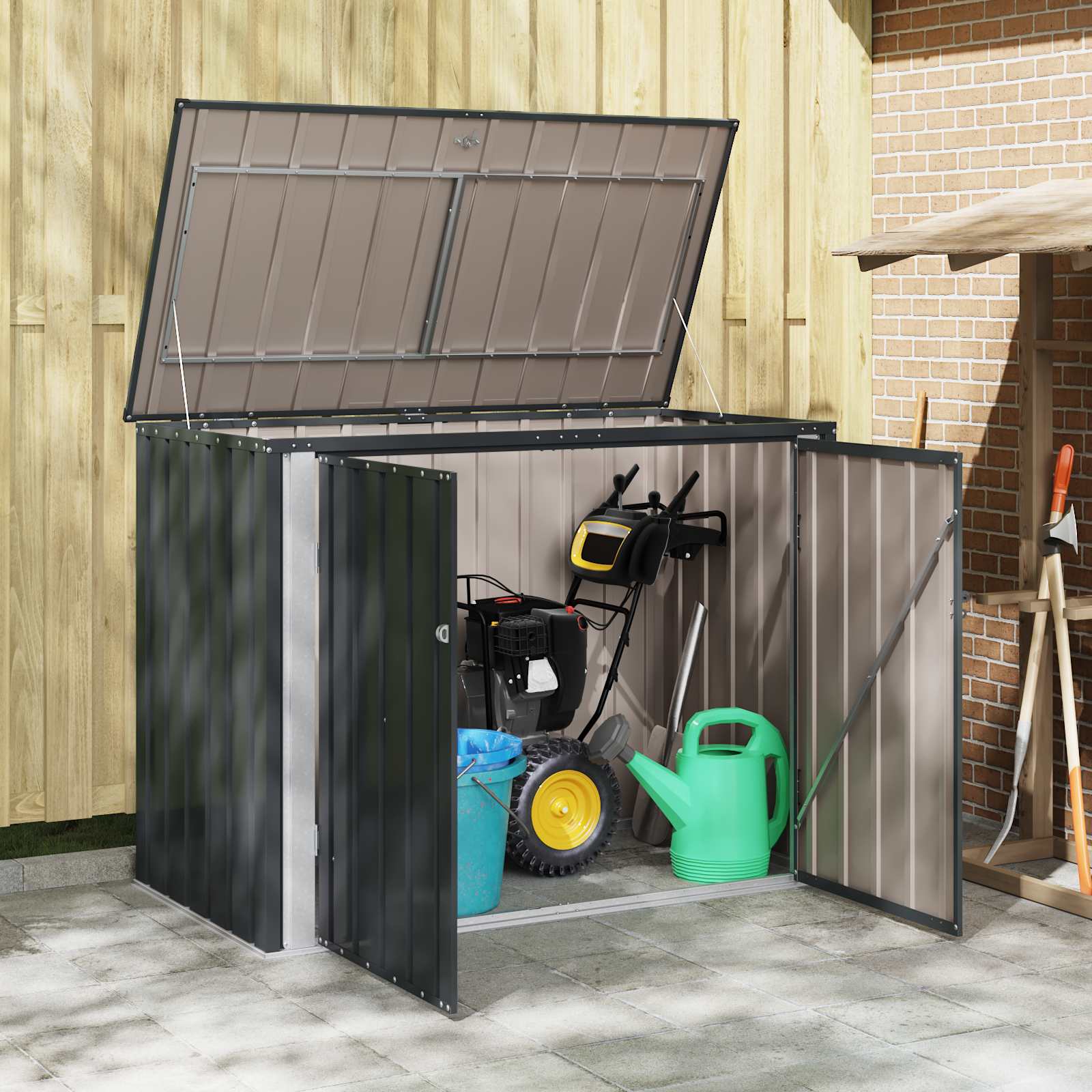 Garden Storage Box Black 151.5 x 82 x 110.5 cm Steel