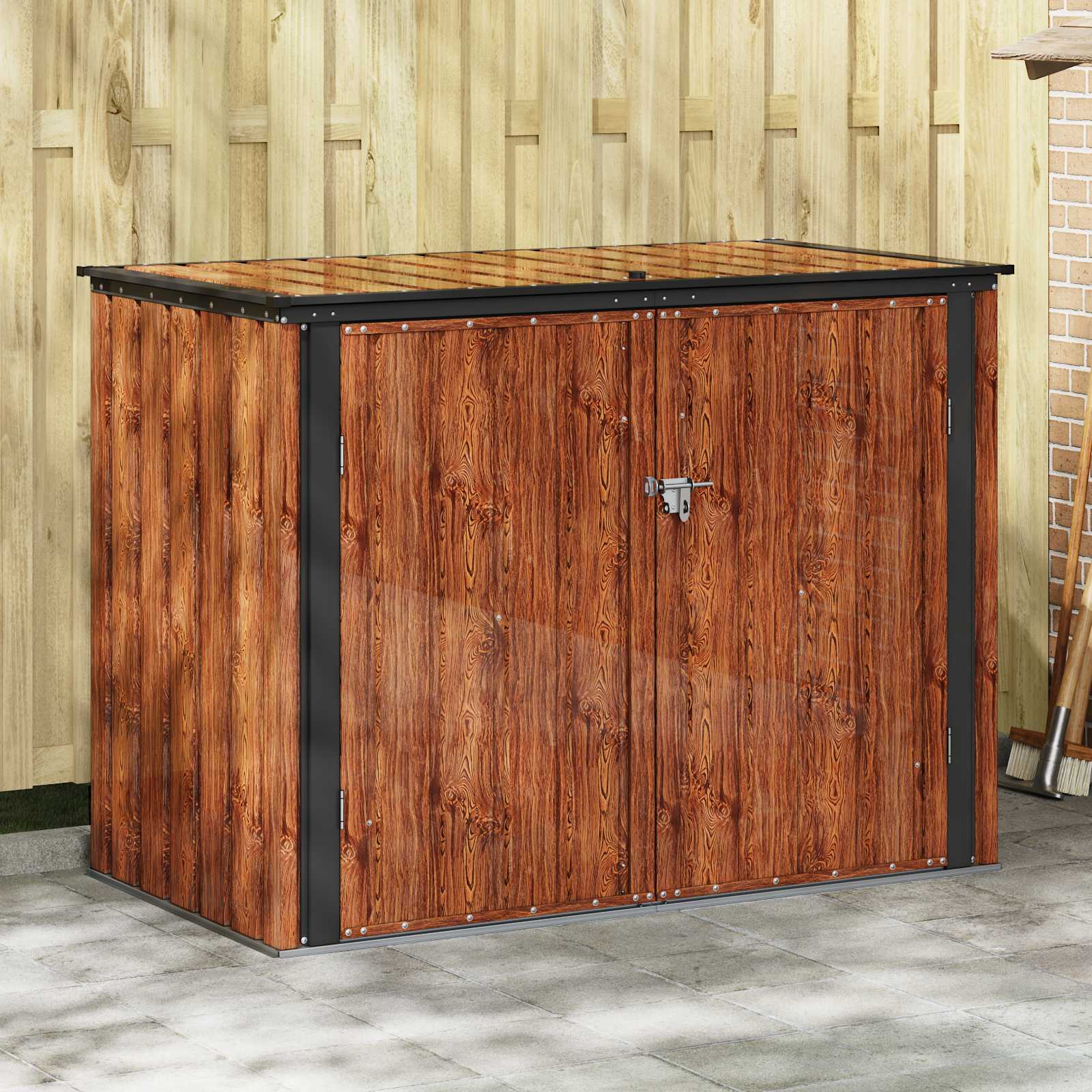 Garden Storage Box Brown 151.5 x 82 x 110.5 cm Steel