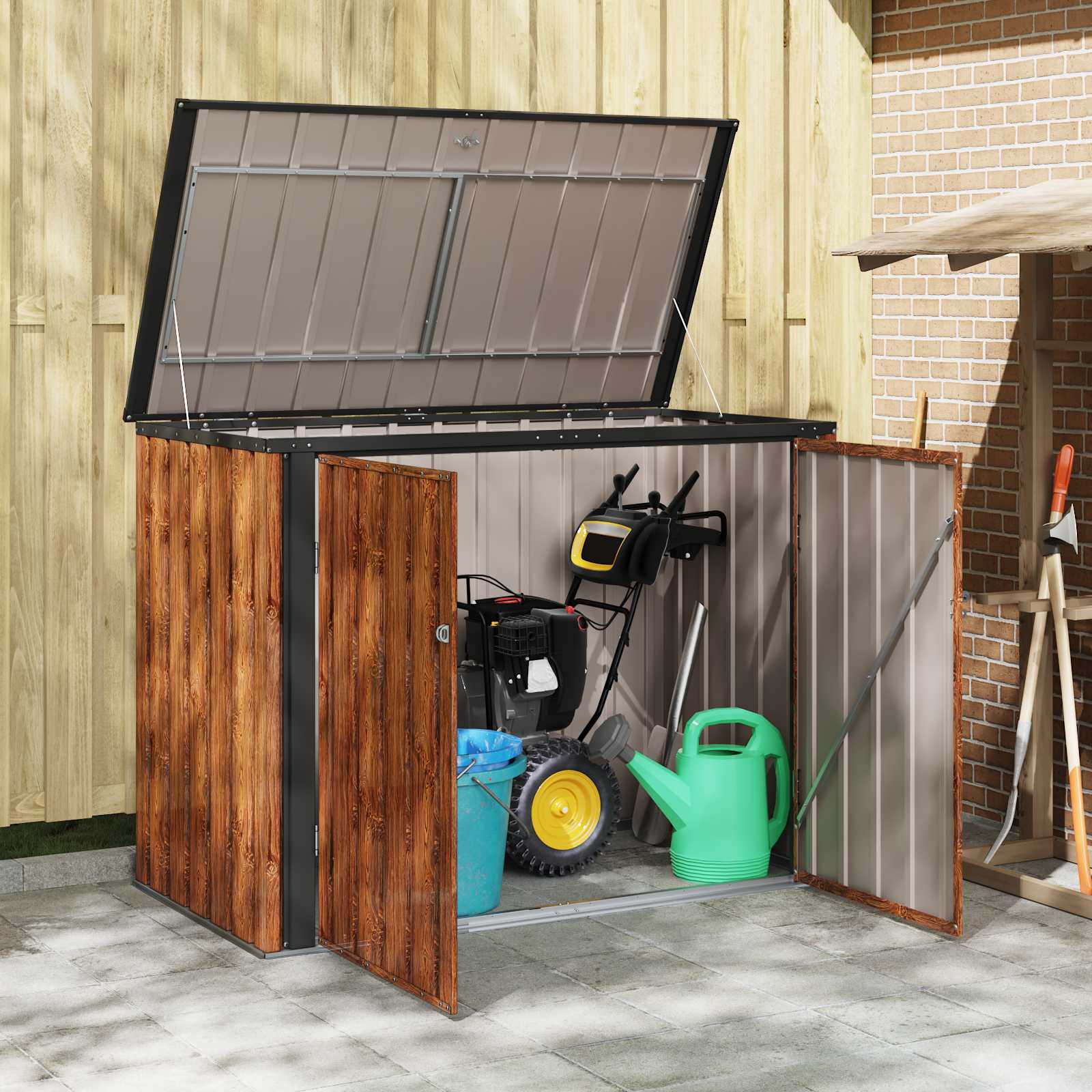 Garden Storage Box Brown 151.5 x 82 x 110.5 cm Steel