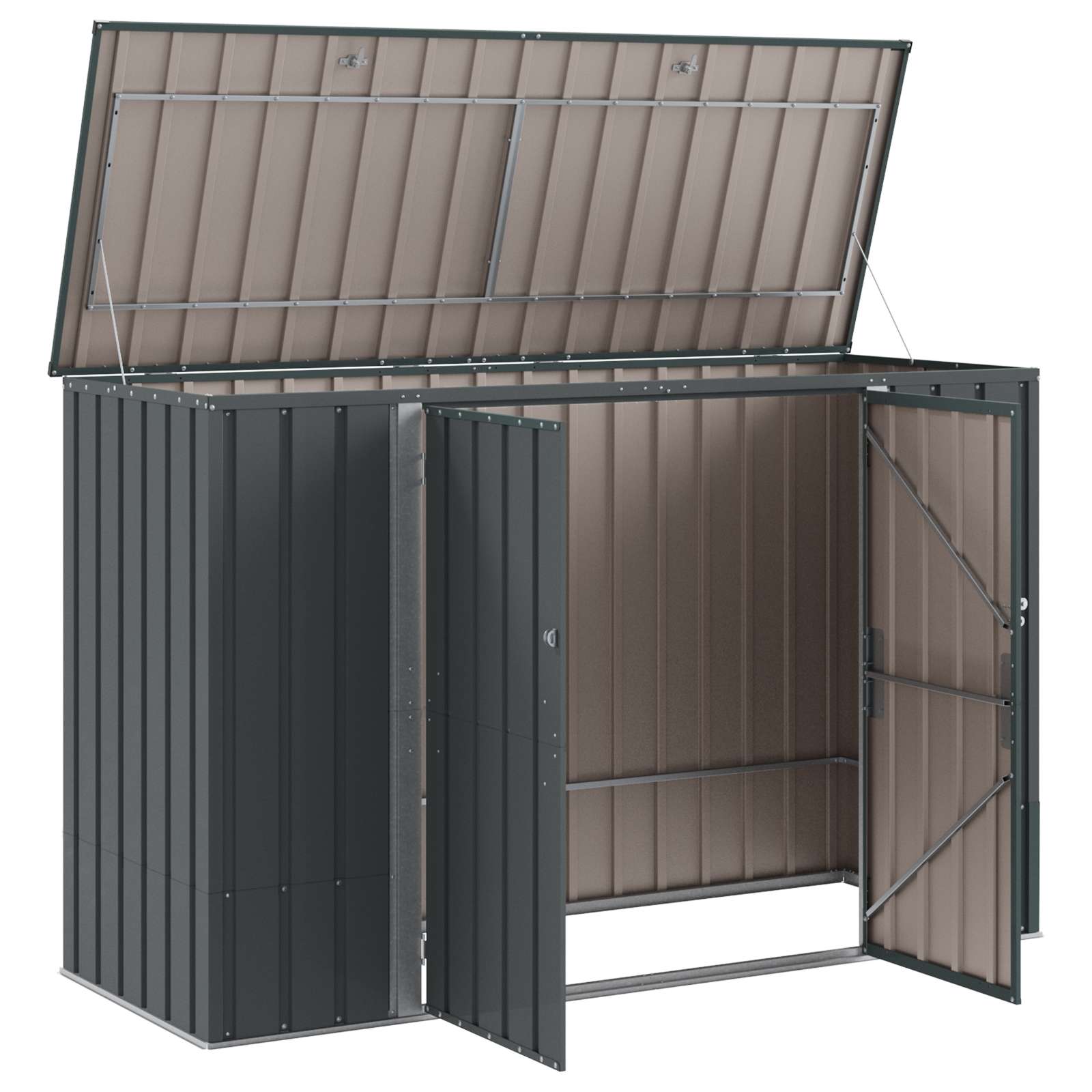 Garden Storage Box Black 214 x 82 x 132 cm Steel