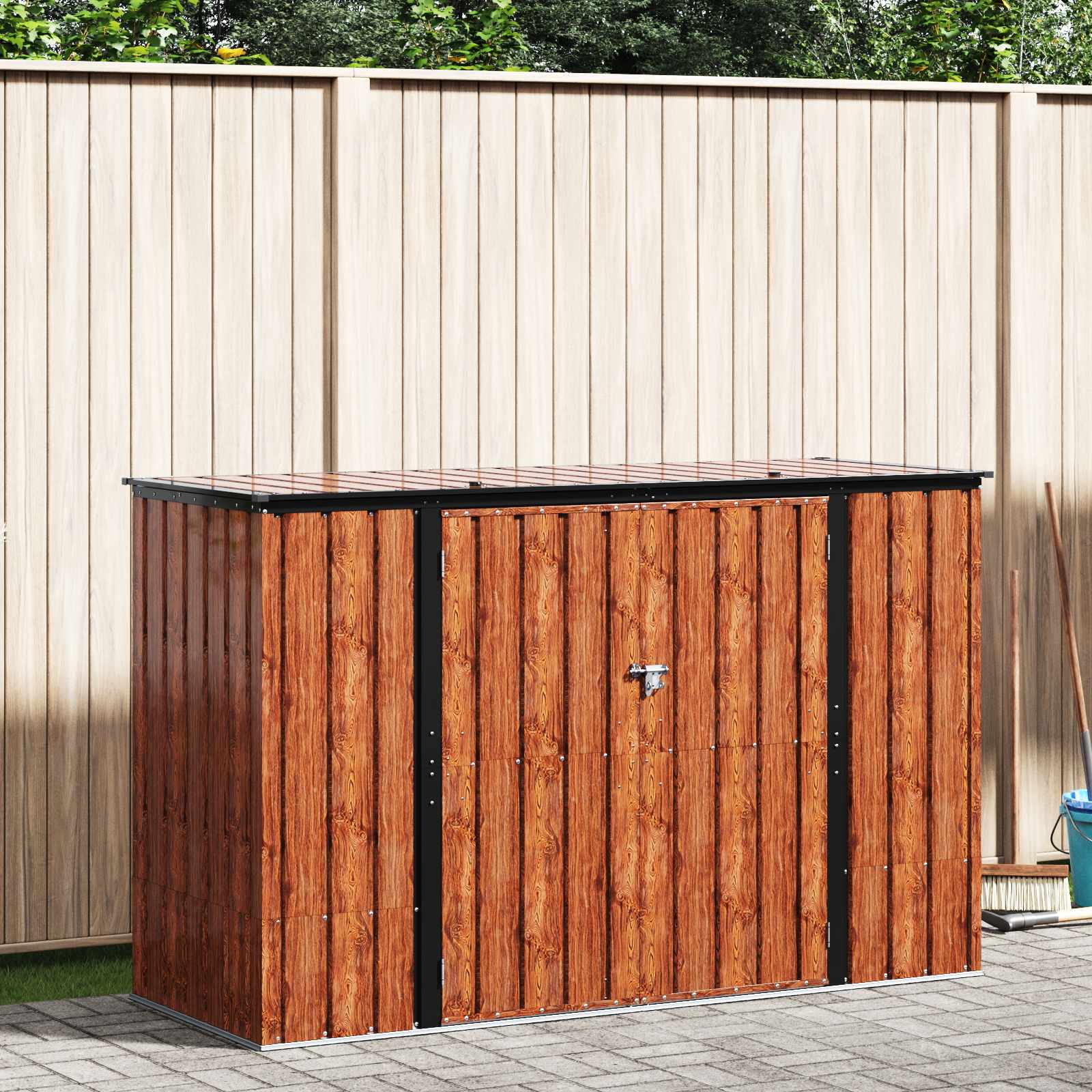 Garden Storage Box Brown 214 x 82 x 132 cm Steel