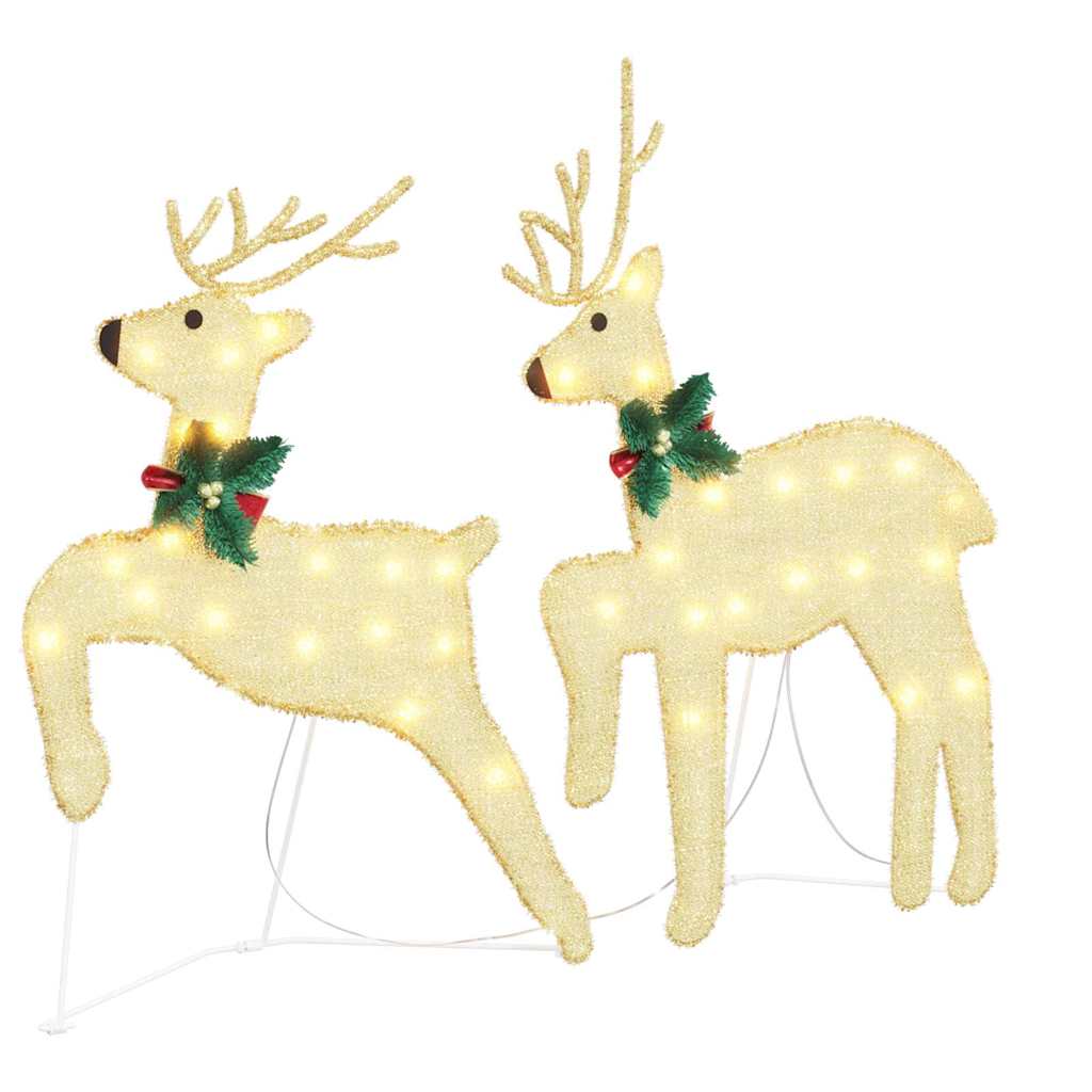 LED Reindeers 7 pcs Gold Fabric