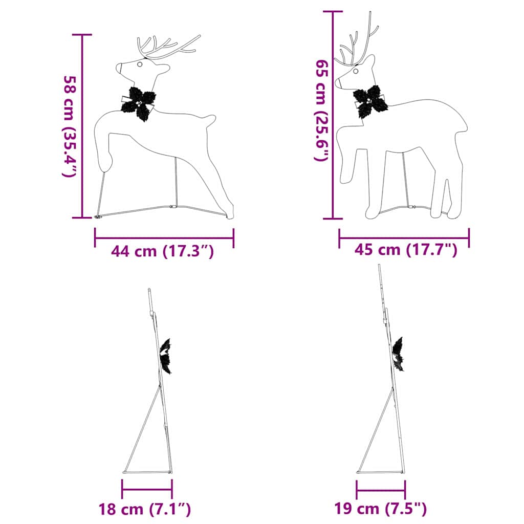 LED Reindeers 2 pcs Cold White Fabric