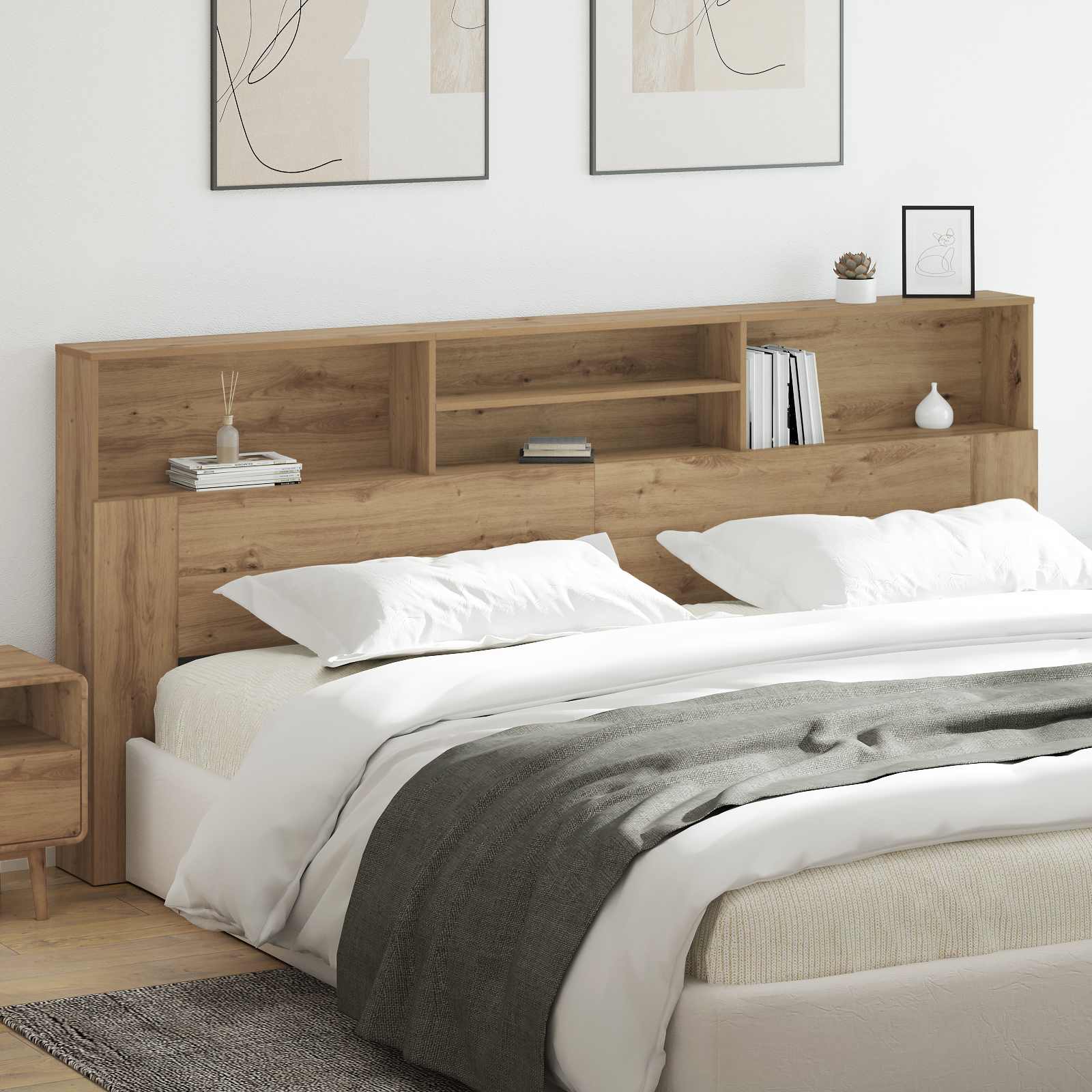 Headboard Cabinet Artisan Oak Engineered Wood