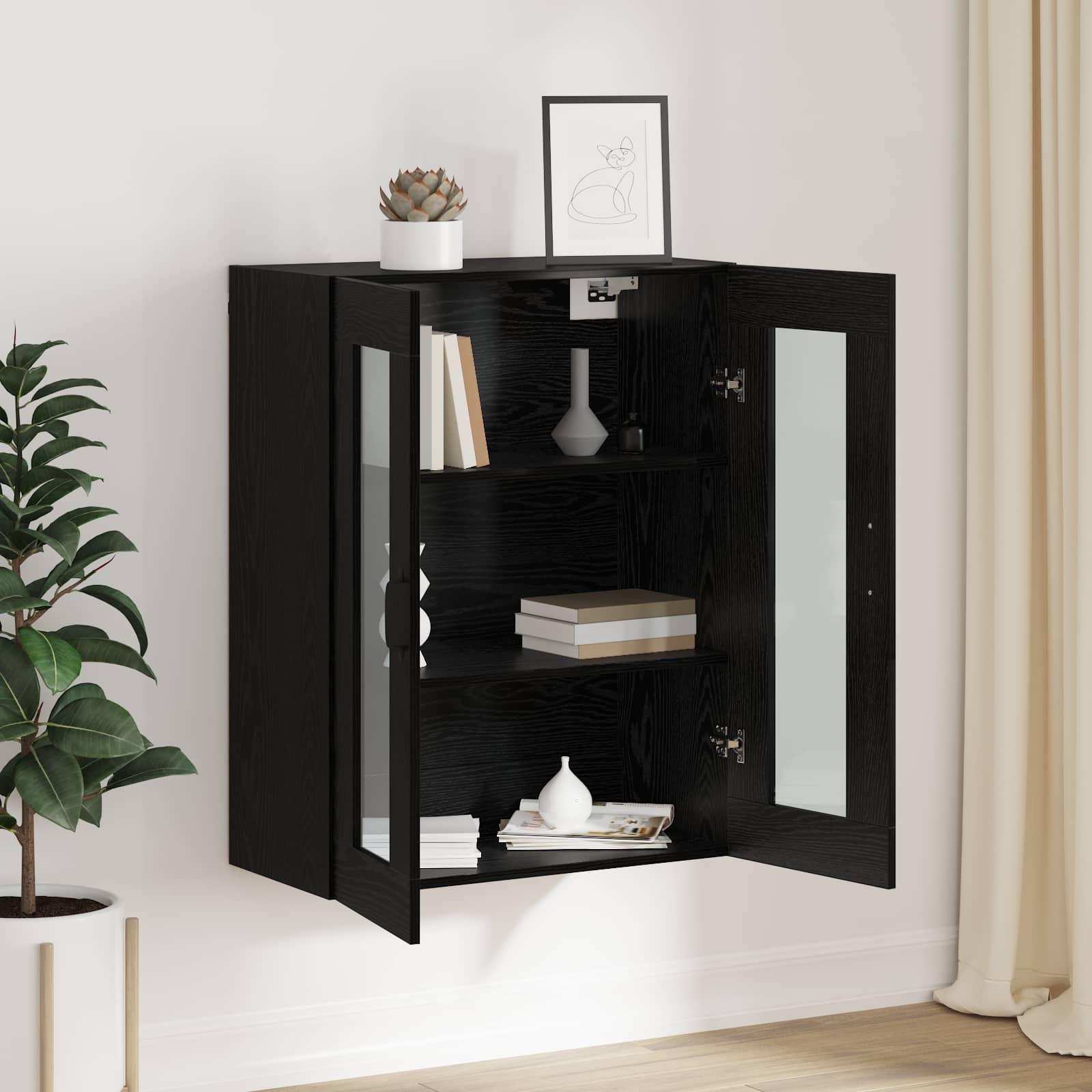 Storage Cabinet Wall-mounted Black Oak 69,5 x 34 x 90 cm