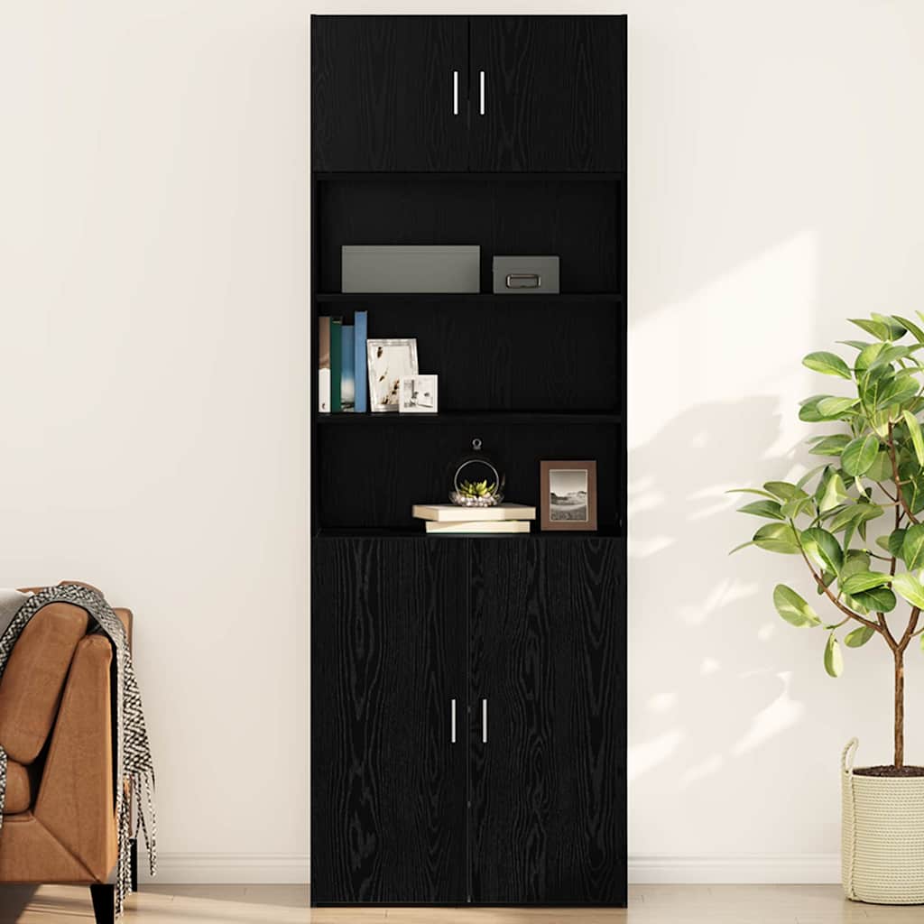 Wall Cabinet Black oak 80 x 42.5 x 40 cm Engineered wood