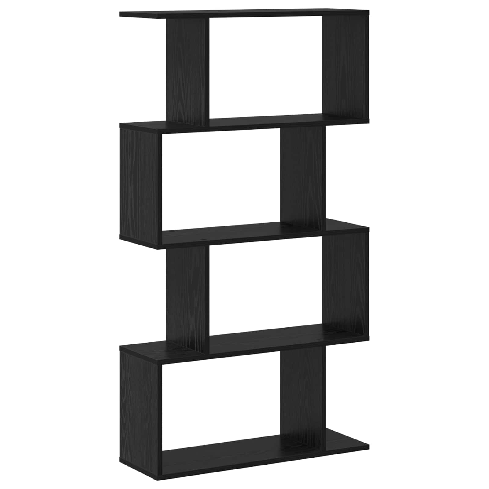 Book Cabinet 4-Tier 70 x 24 x 129 cm Engineered Wood Black Oak