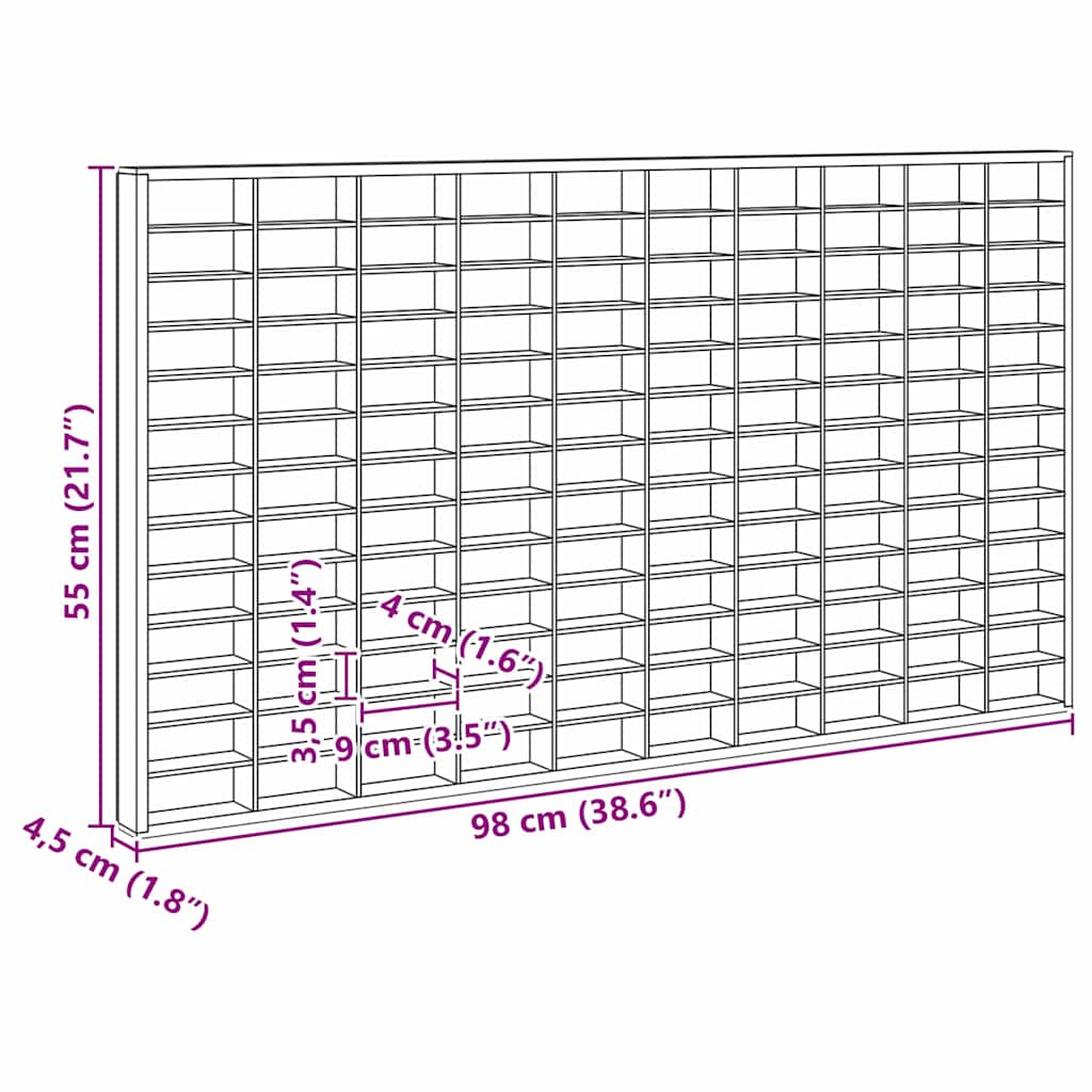 Wall Display Case Beige 98 x 4,5 x 55 cm Engineered Wood