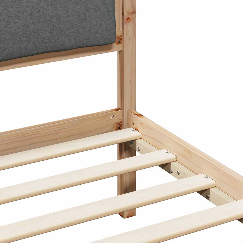 Bed Frame with Headboard Dark Grey 180 x 200 cm Solid Pine Wood