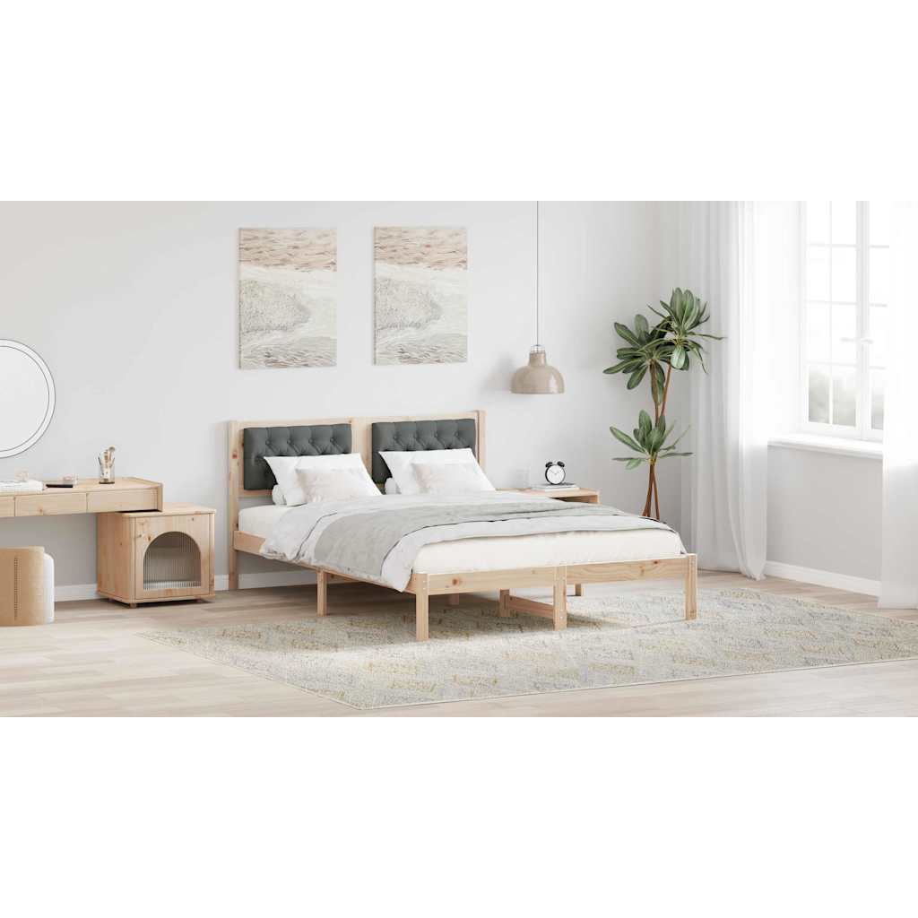 Bed Frame with Headboard Dark Grey 150 x 200 cm Solid Pine Wood