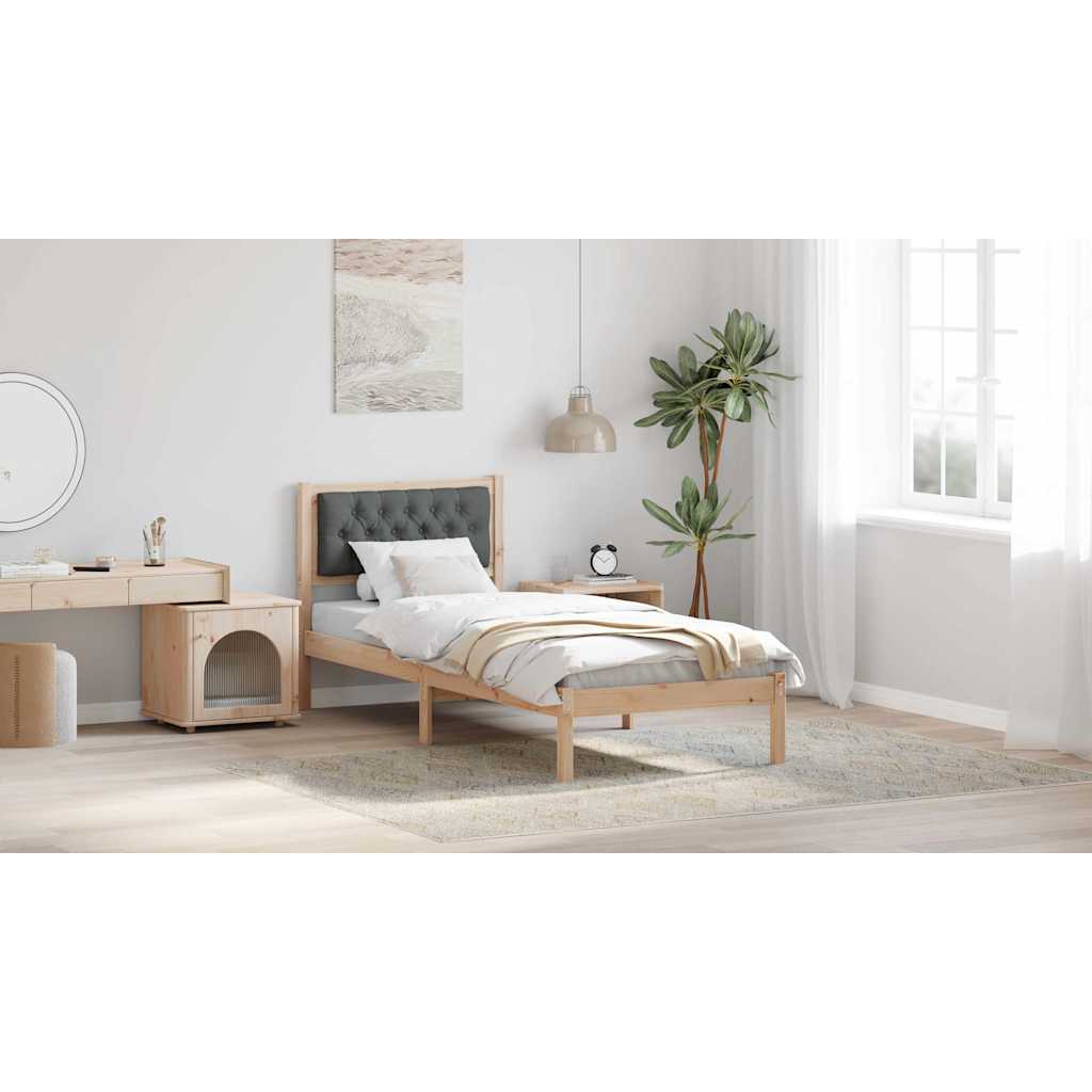 Bed Frame with Headboard Dark Grey 90 x 190 cm Solid Pine Wood